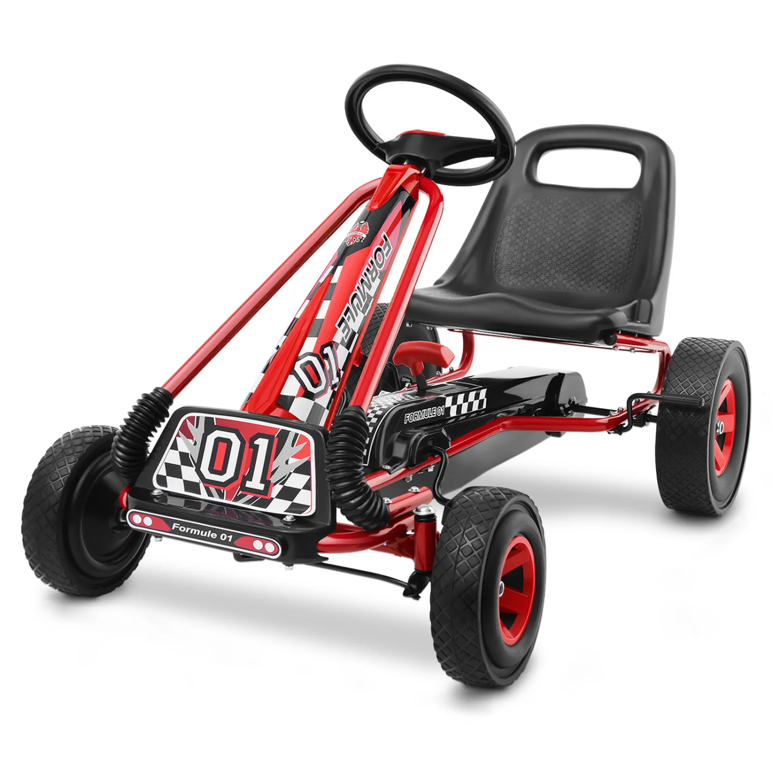 4 Wheels Kids Ride On Pedal Powered Bike Go Kart, Red - Image 5