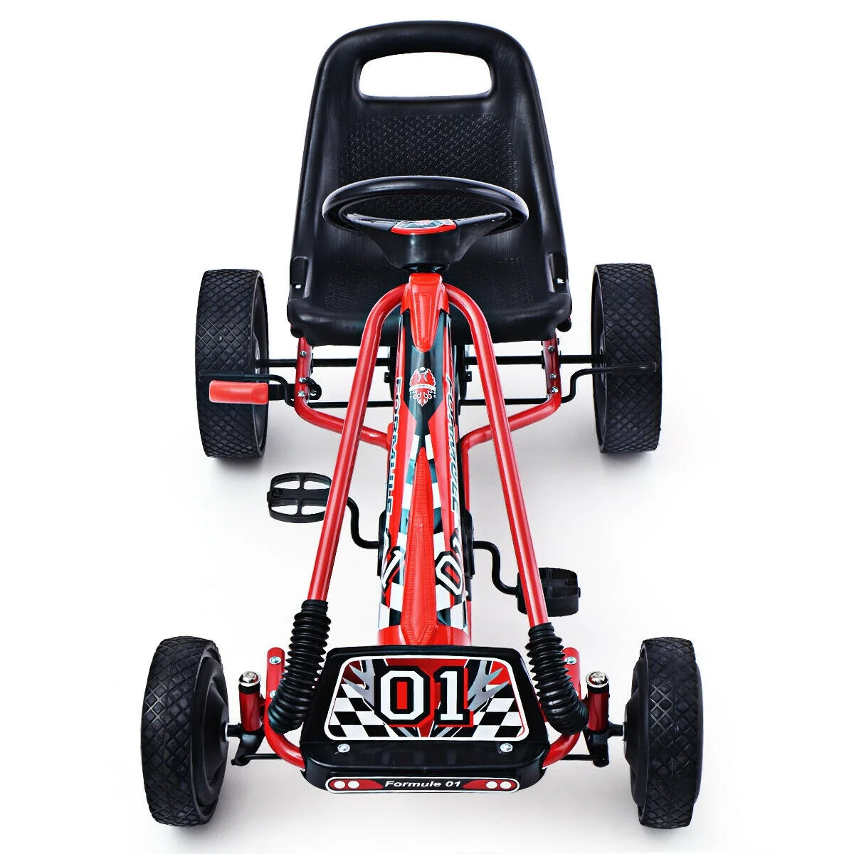 4 Wheels Kids Ride On Pedal Powered Bike Go Kart, Red - Image 7