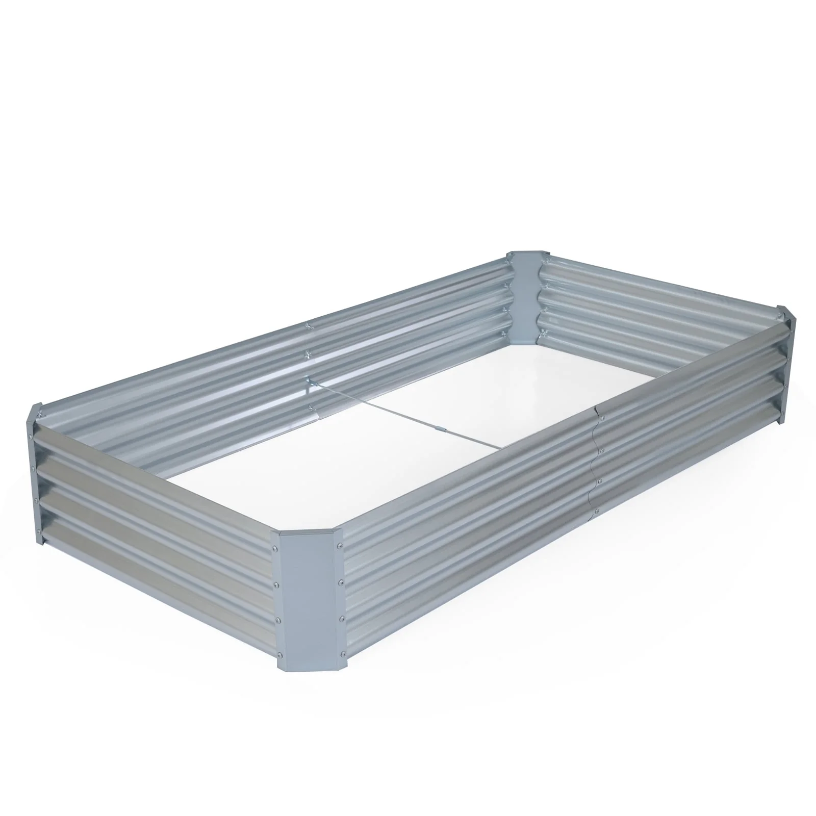 4 x 2 x 2 FT Galvanized Raised Garden Bed, Metal Planter Box, Silver