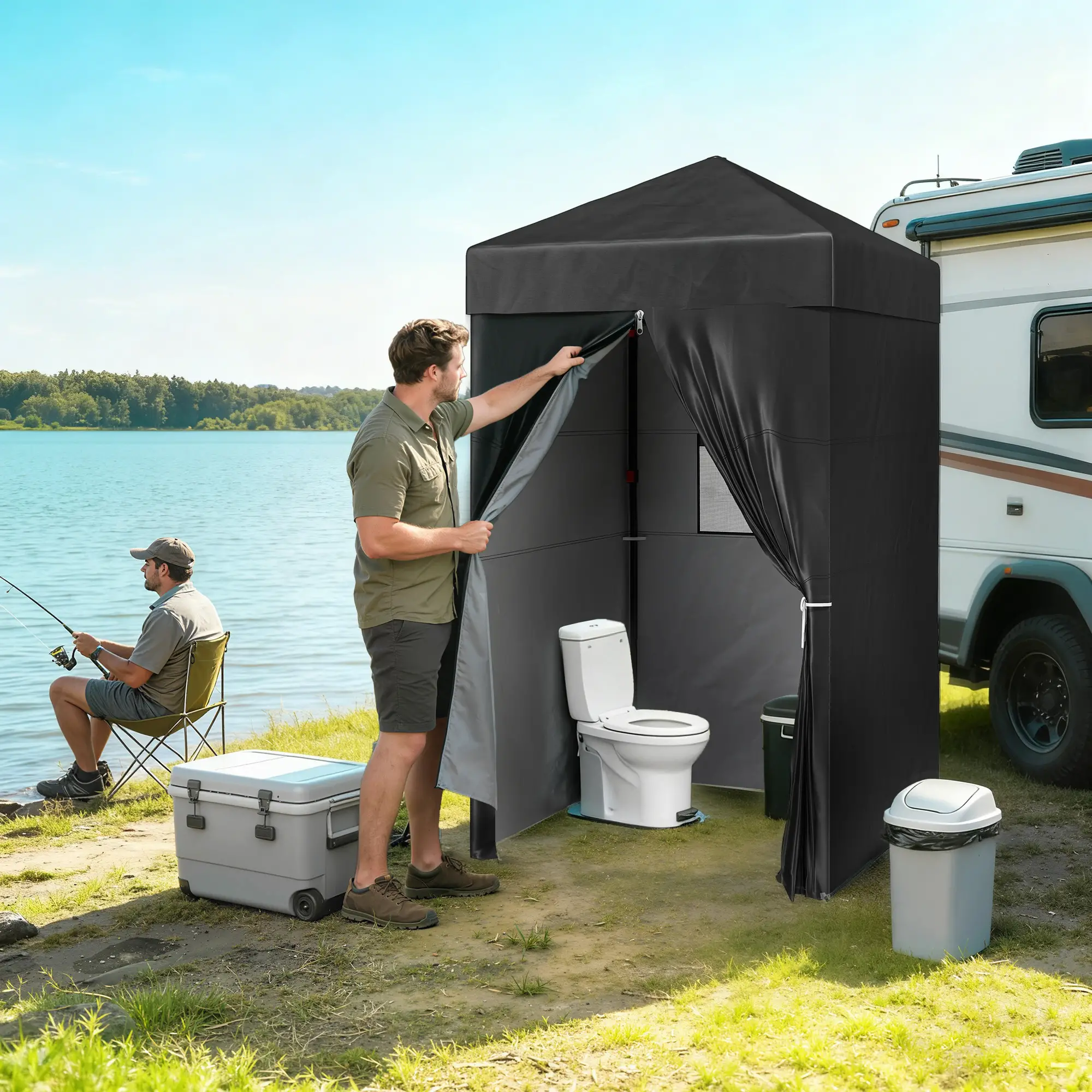 4 x 4 ft Compact Pop Up Canopy Tent, Portable Instant Privacy, Black - Image 2