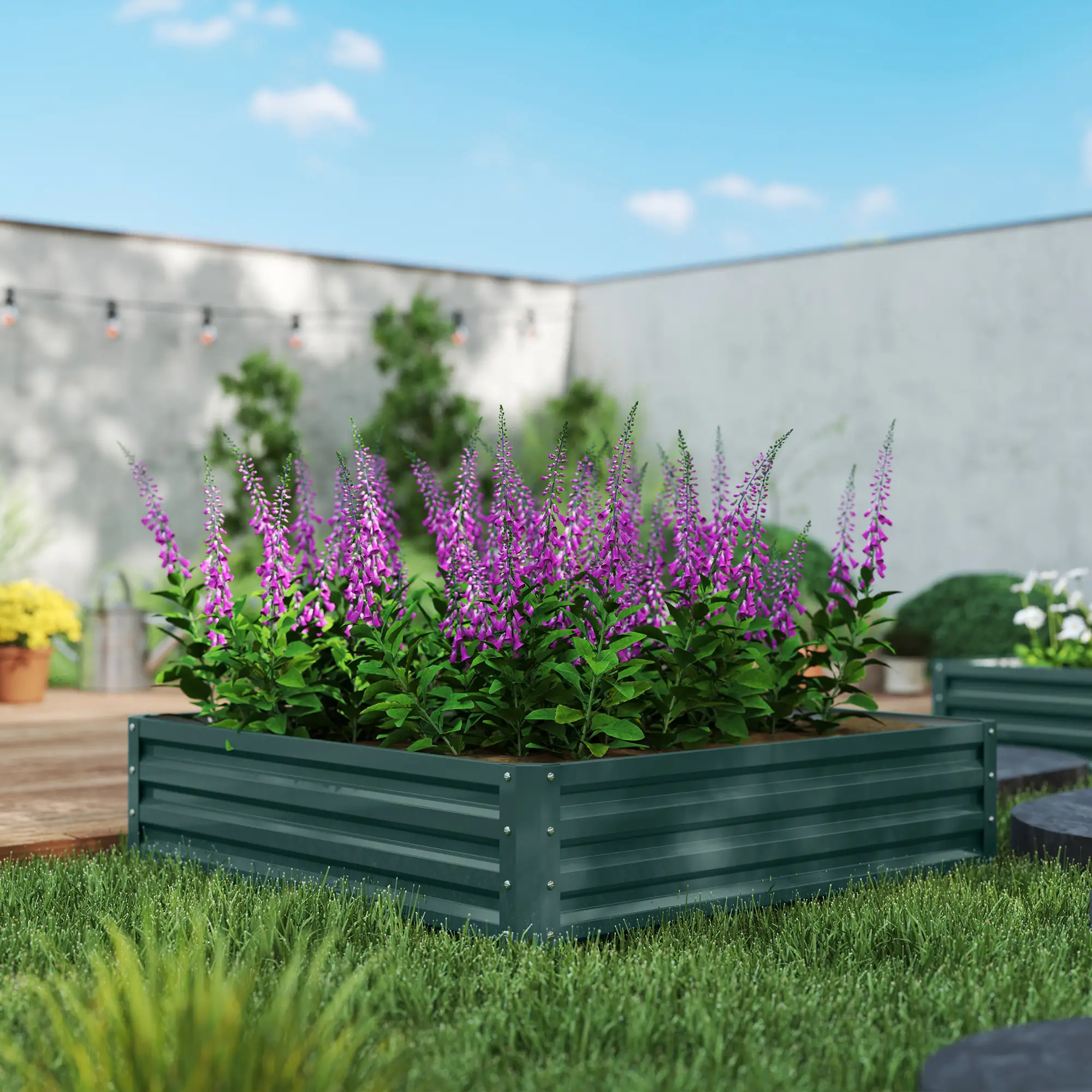 4' x 4' x 1' Galvanized Steel Raised Garden Bed, Vegetables, Flowers, Herbs - Image 10