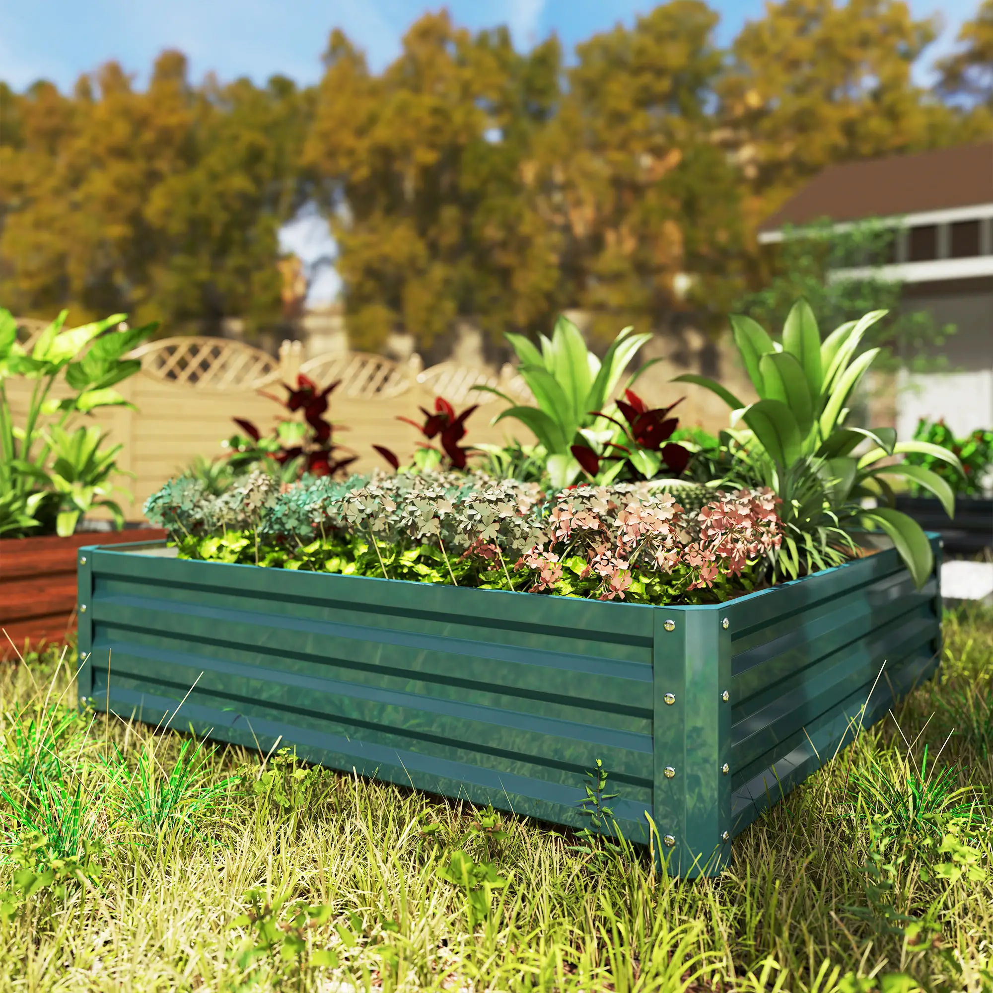 4' x 4' x 1' Galvanized Steel Raised Garden Bed, Vegetables, Flowers, Herbs - Image 2
