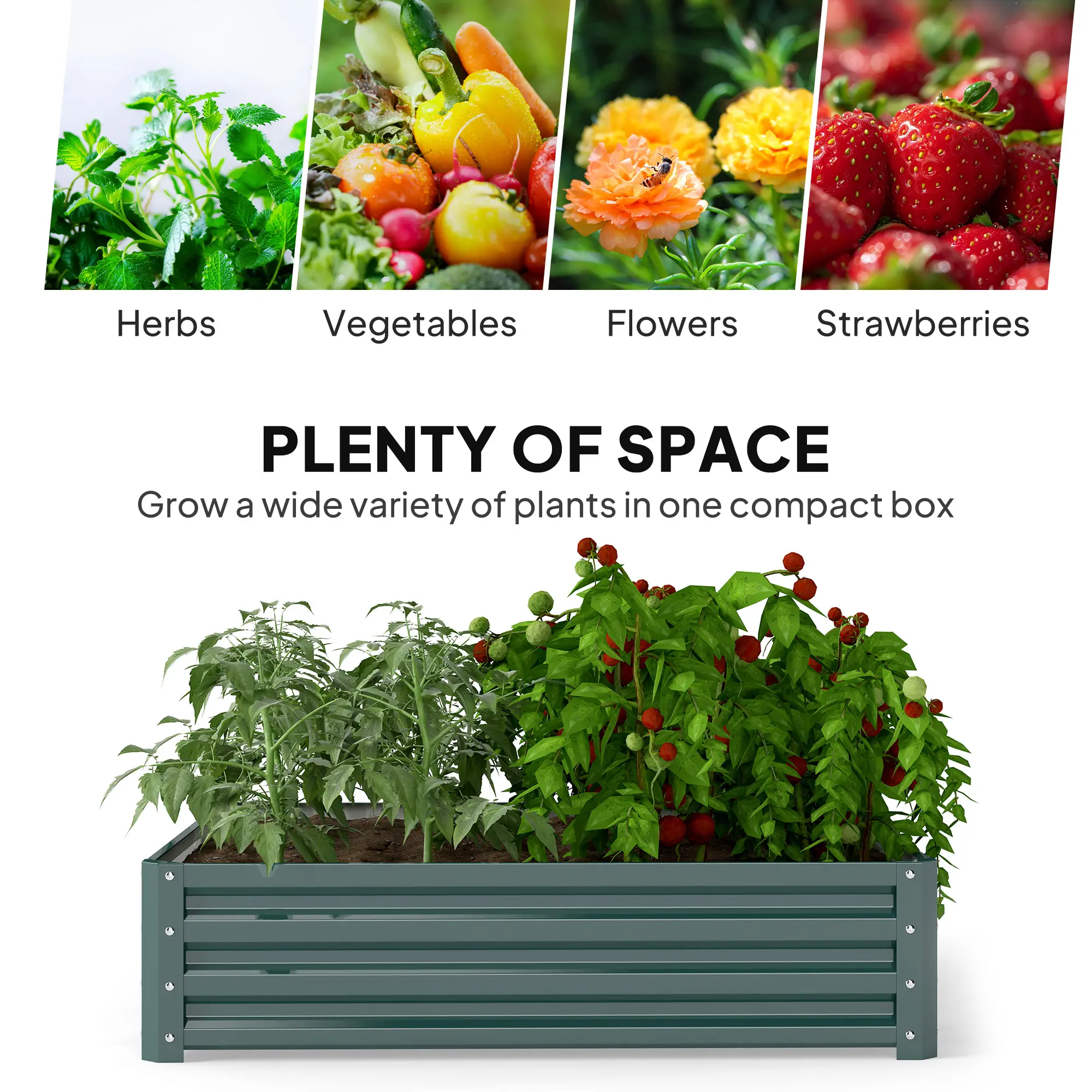 4' x 4' x 1' Galvanized Steel Raised Garden Bed, Vegetables, Flowers, Herbs - Image 4
