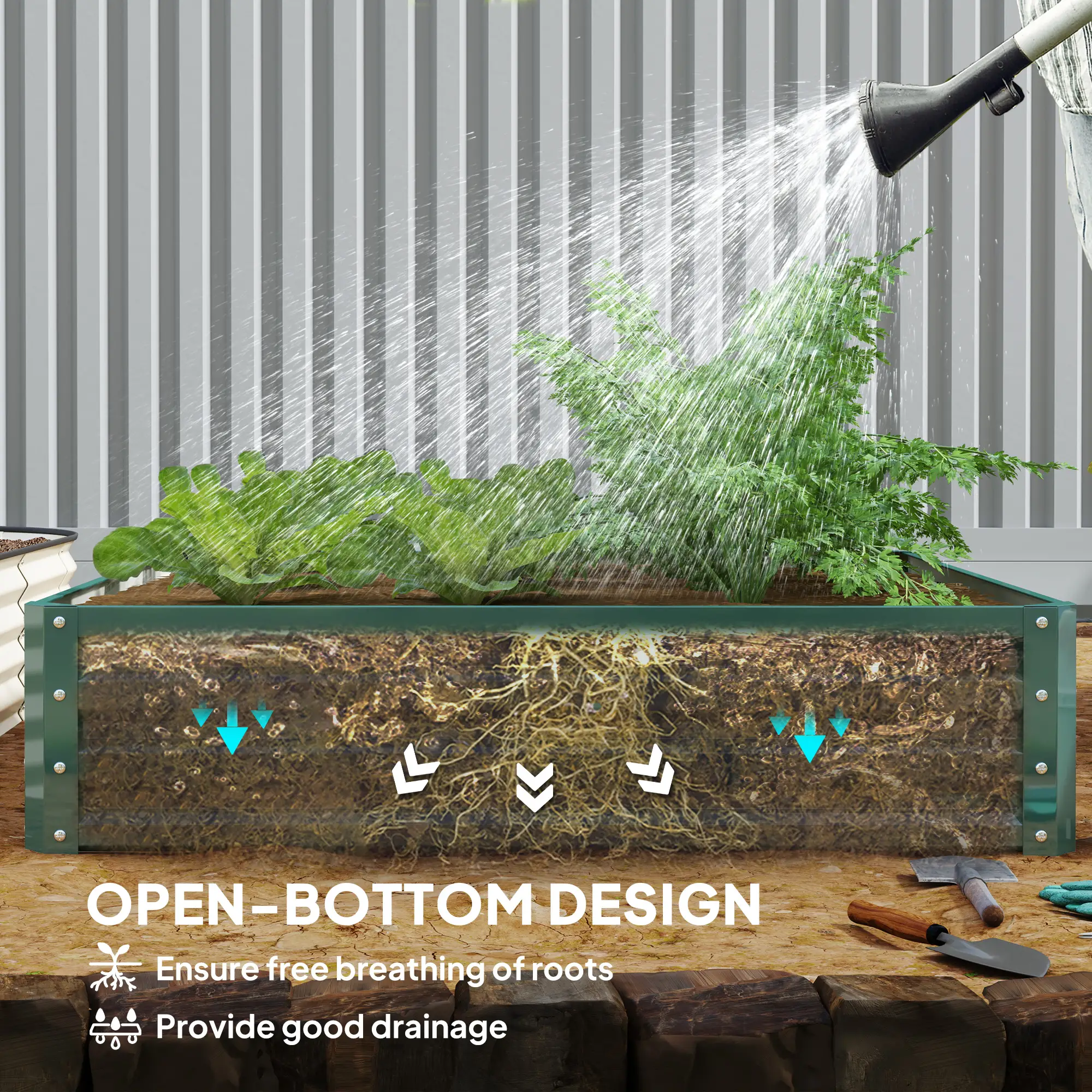 4' x 4' x 1' Galvanized Steel Raised Garden Bed, Vegetables, Flowers, Herbs - Image 6
