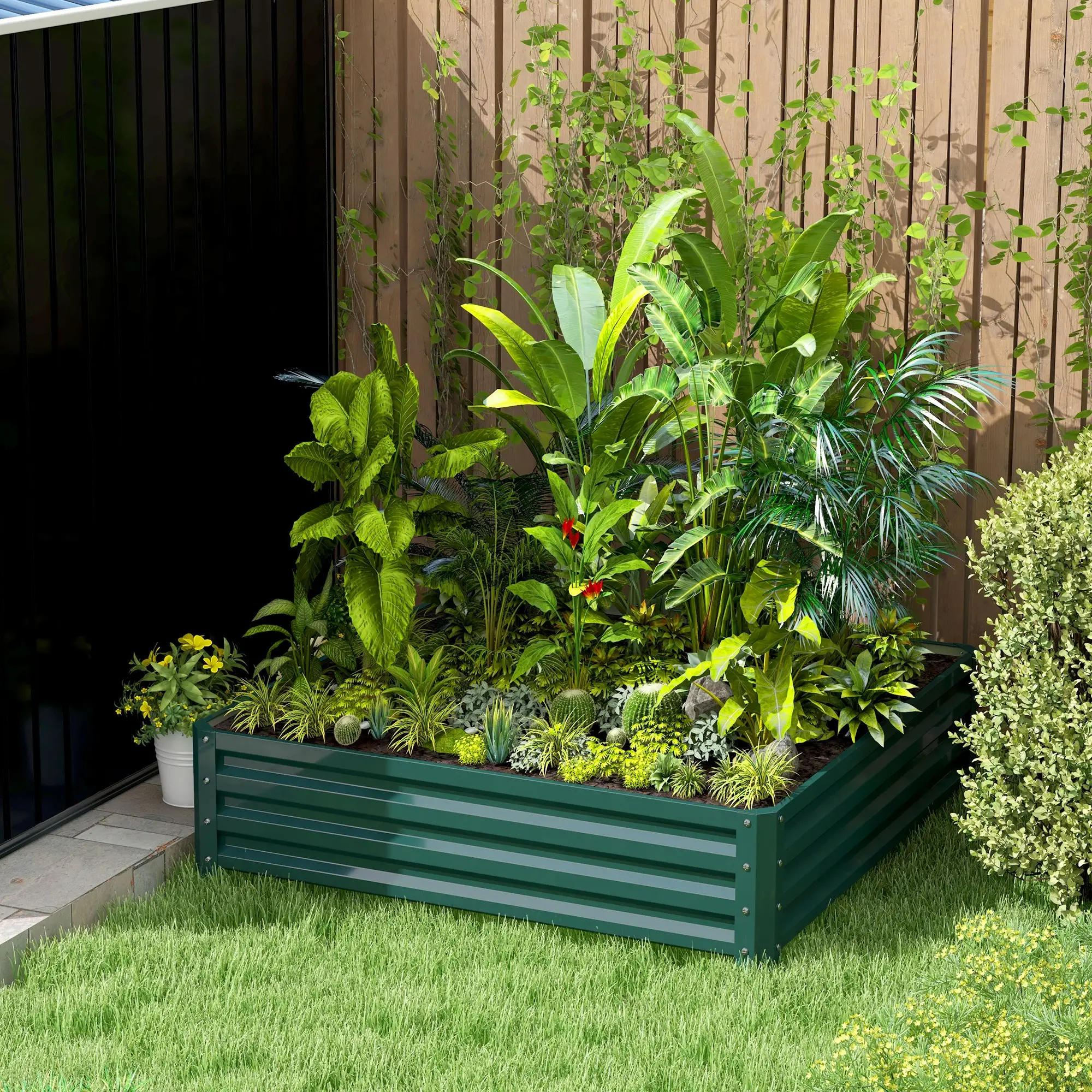 4' x 4' x 1' Galvanized Steel Raised Garden Bed, Vegetables, Flowers, Herbs - Image 9