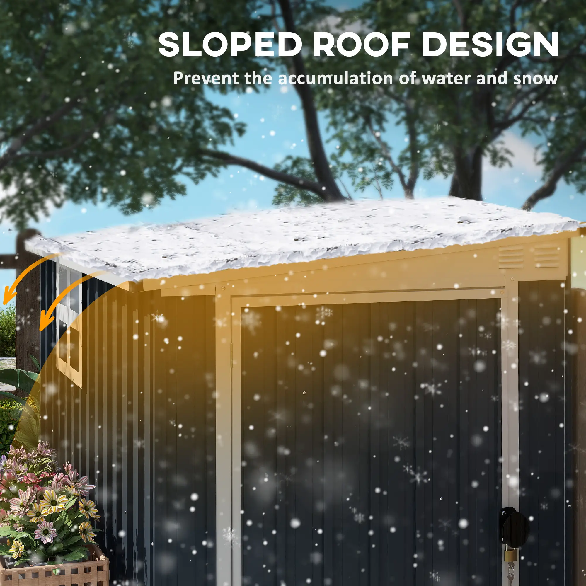 4' x 6' Outdoor Storage Shed, Metal Garden Shed with Window - Image 6