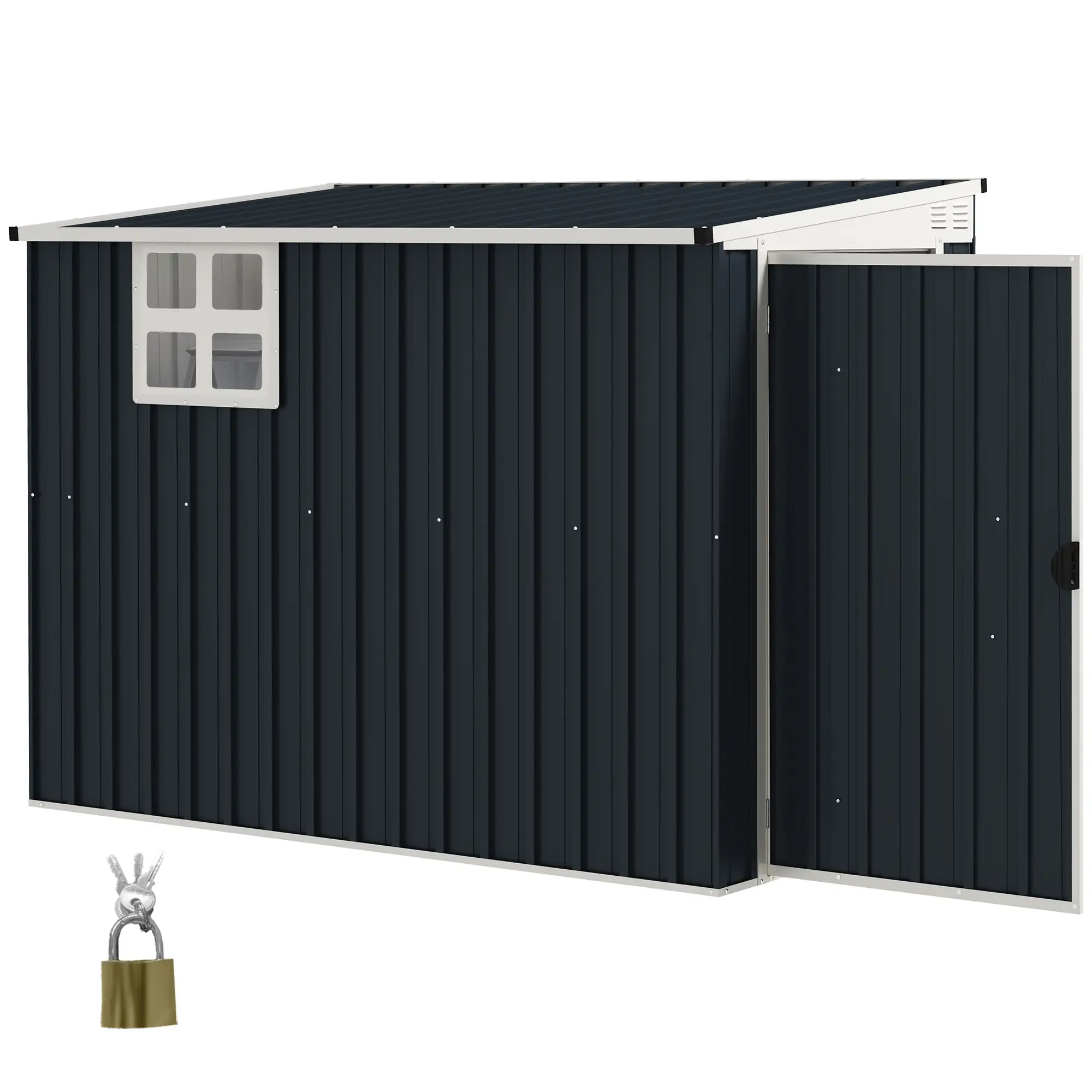 4' x 8' Metal Garden Shed, Outdoor Storage with Window, 2 Vents, Lockable Door