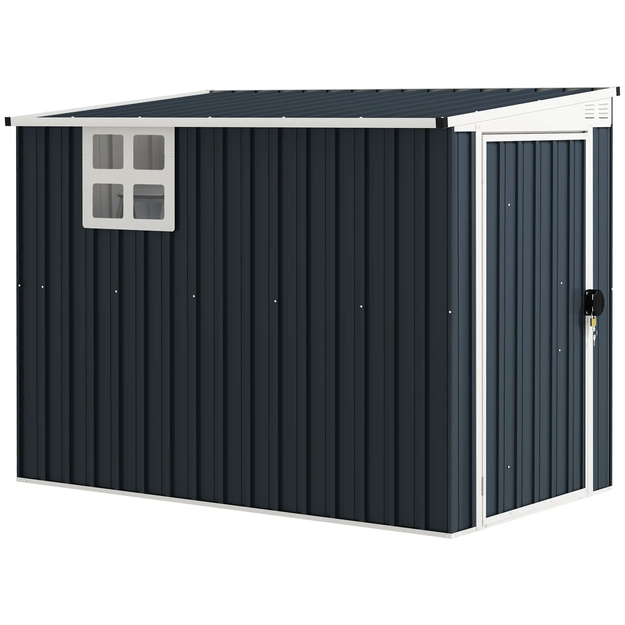 4' x 8' Metal Garden Shed, Outdoor Storage with Window, 2 Vents, Lockable Door - Image 11