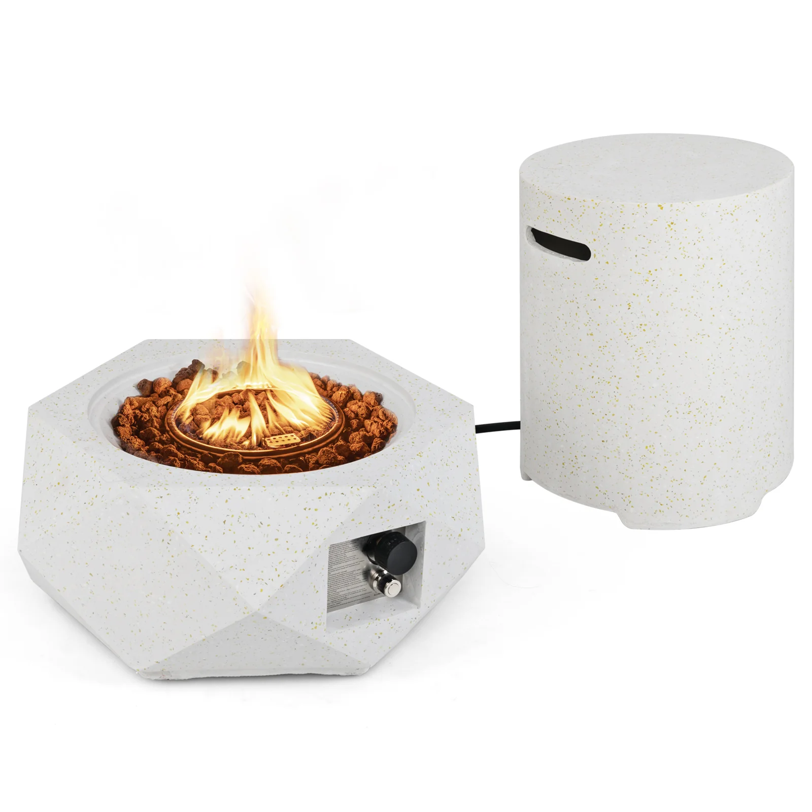40,000 BTU Fire Pit Table Set, Stainless Steel Burner, White - Image 4