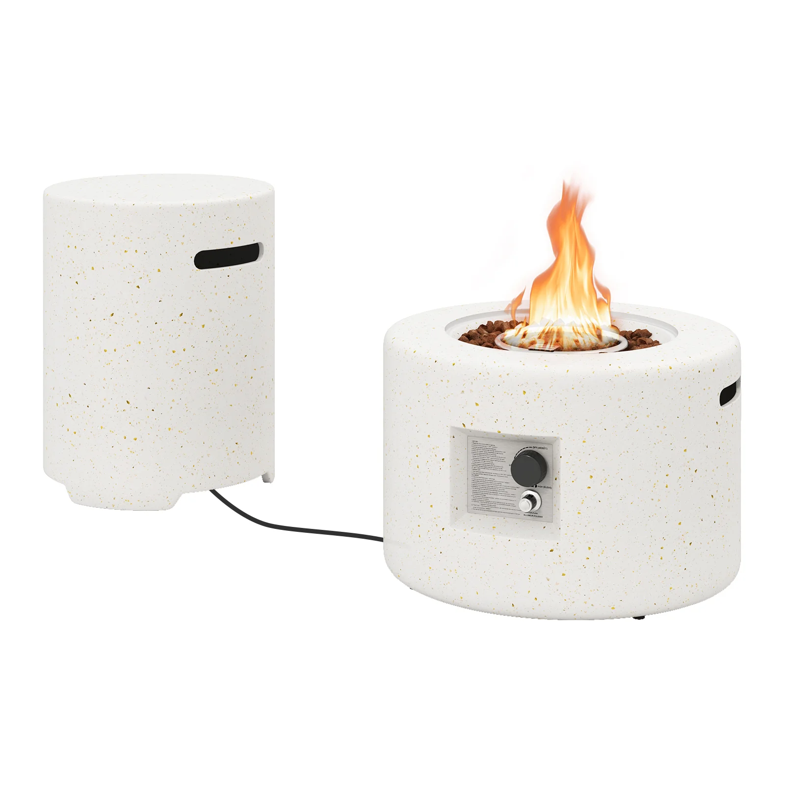 40,000 BTU Fire Pit Table Set, Hideaway Tank Holder, White - Image 4