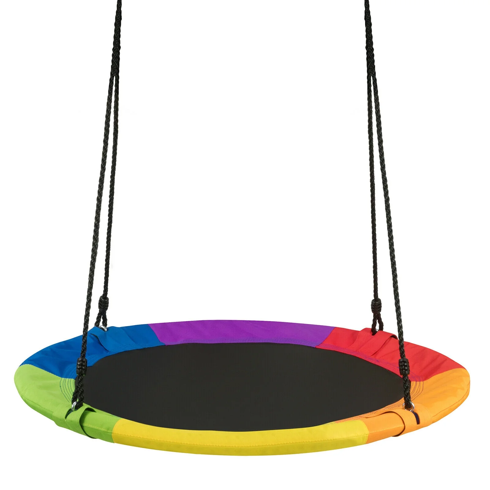 40 Inch 770 Lbs Flying Saucer Tree Swing, With 2 Tree Hanging Straps, Multicolor - Image 4