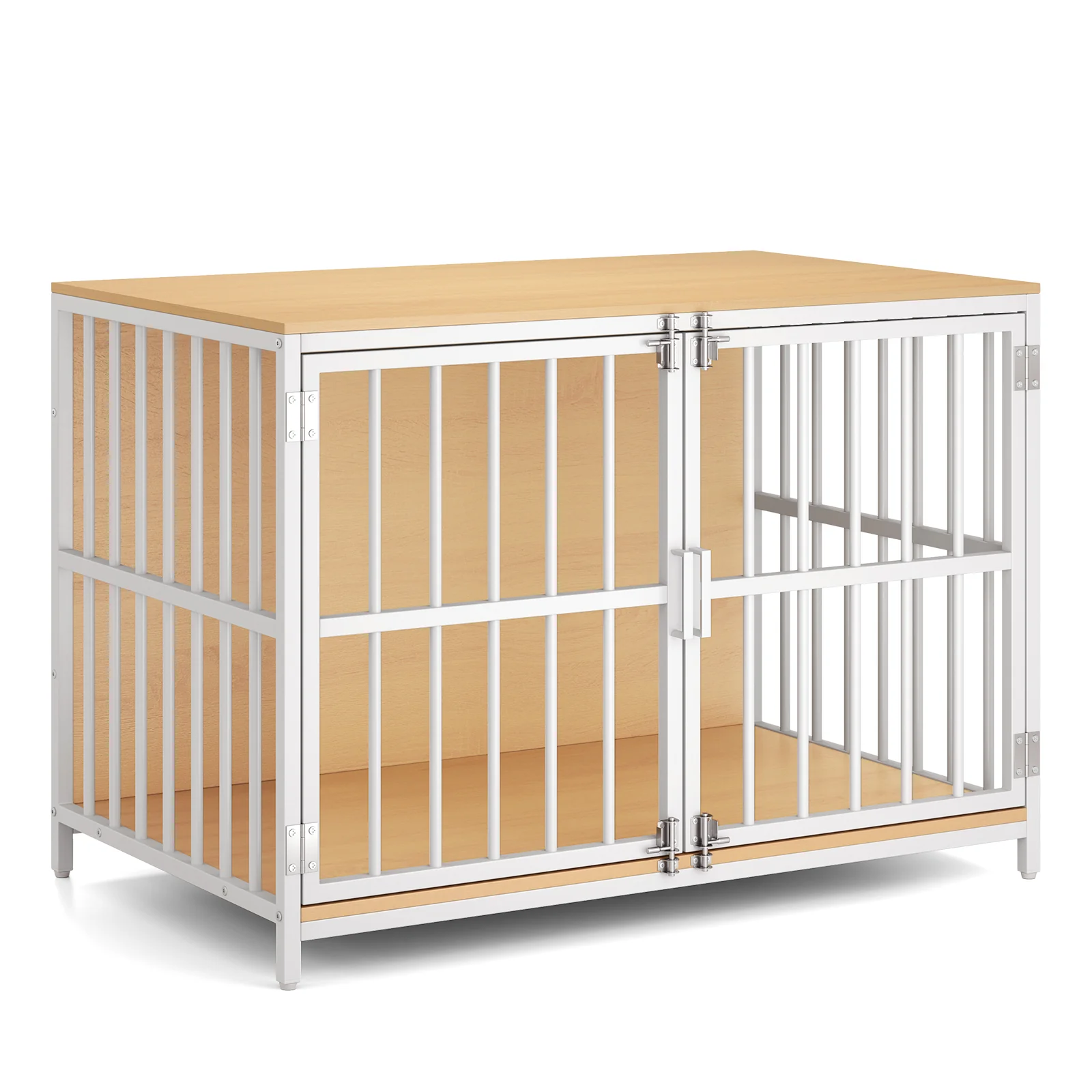 40 Inch Dog Crate Furniture With Dual Lockable Doors, Natural - Image 4