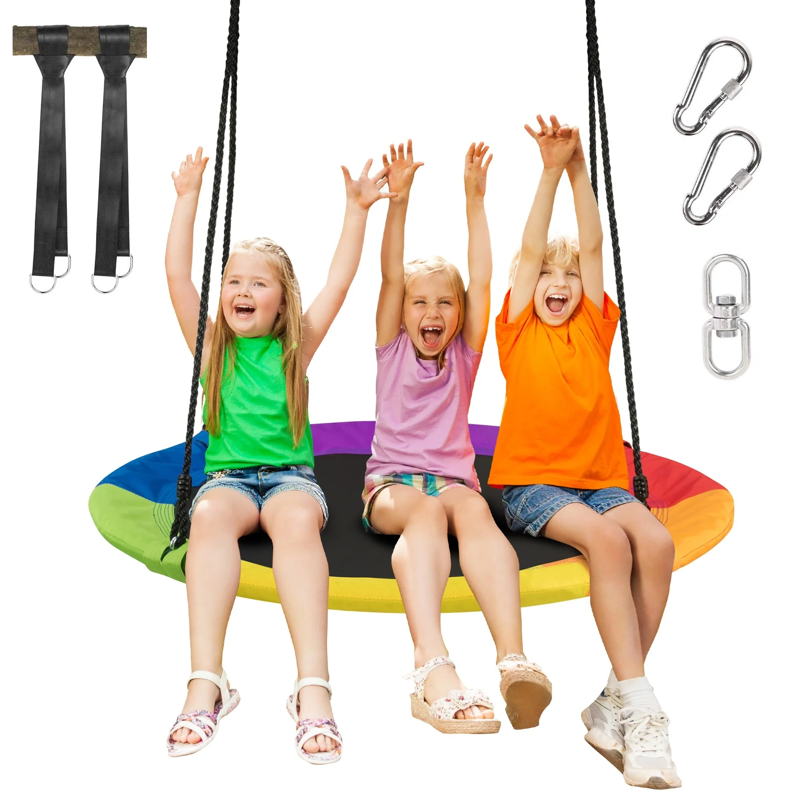 40-Inch Flying Saucer Tree Swing, Easy Installation, Multicolor - Image 10