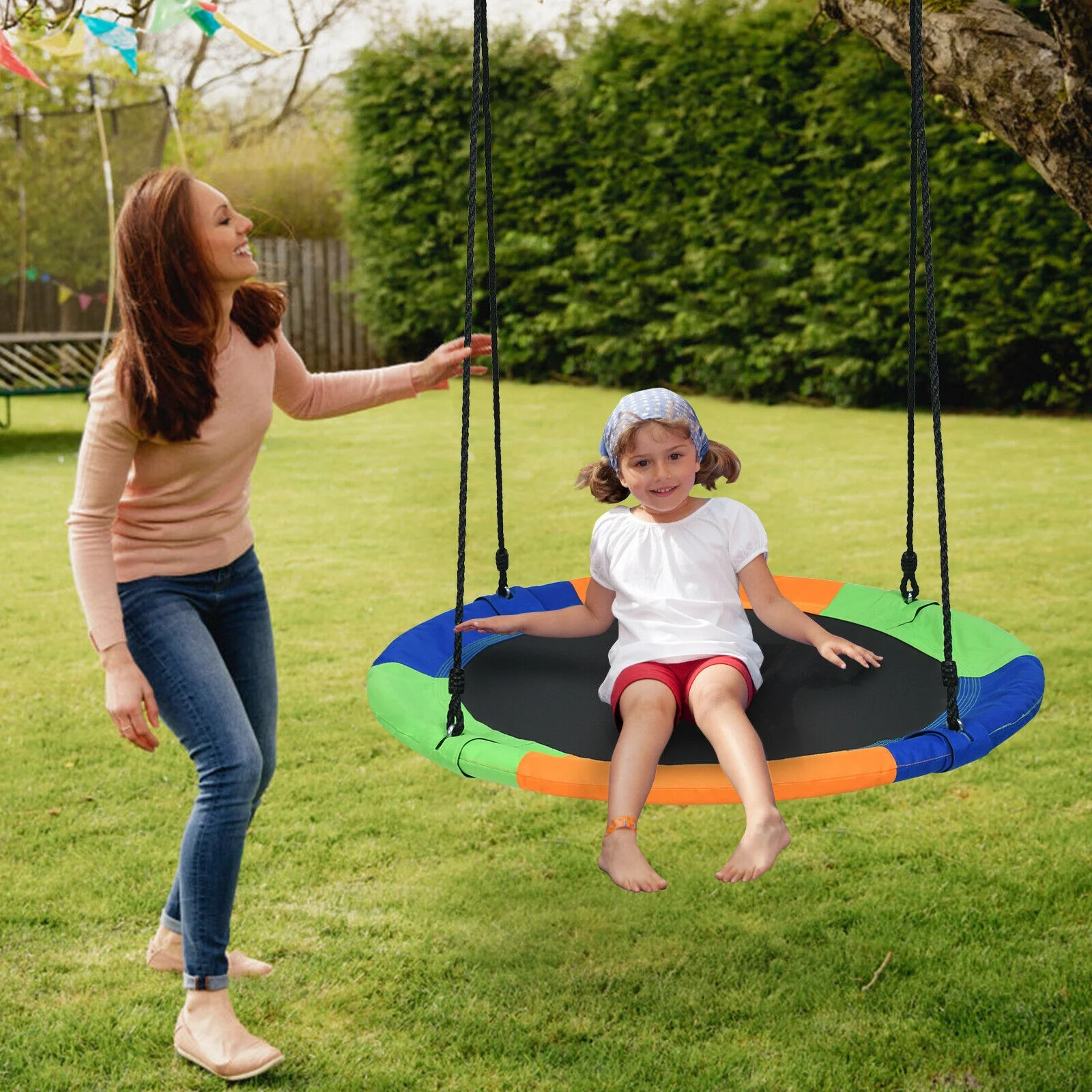 40-Inch Flying Saucer Tree Swing, Easy Installation, Multicolor - Image 2