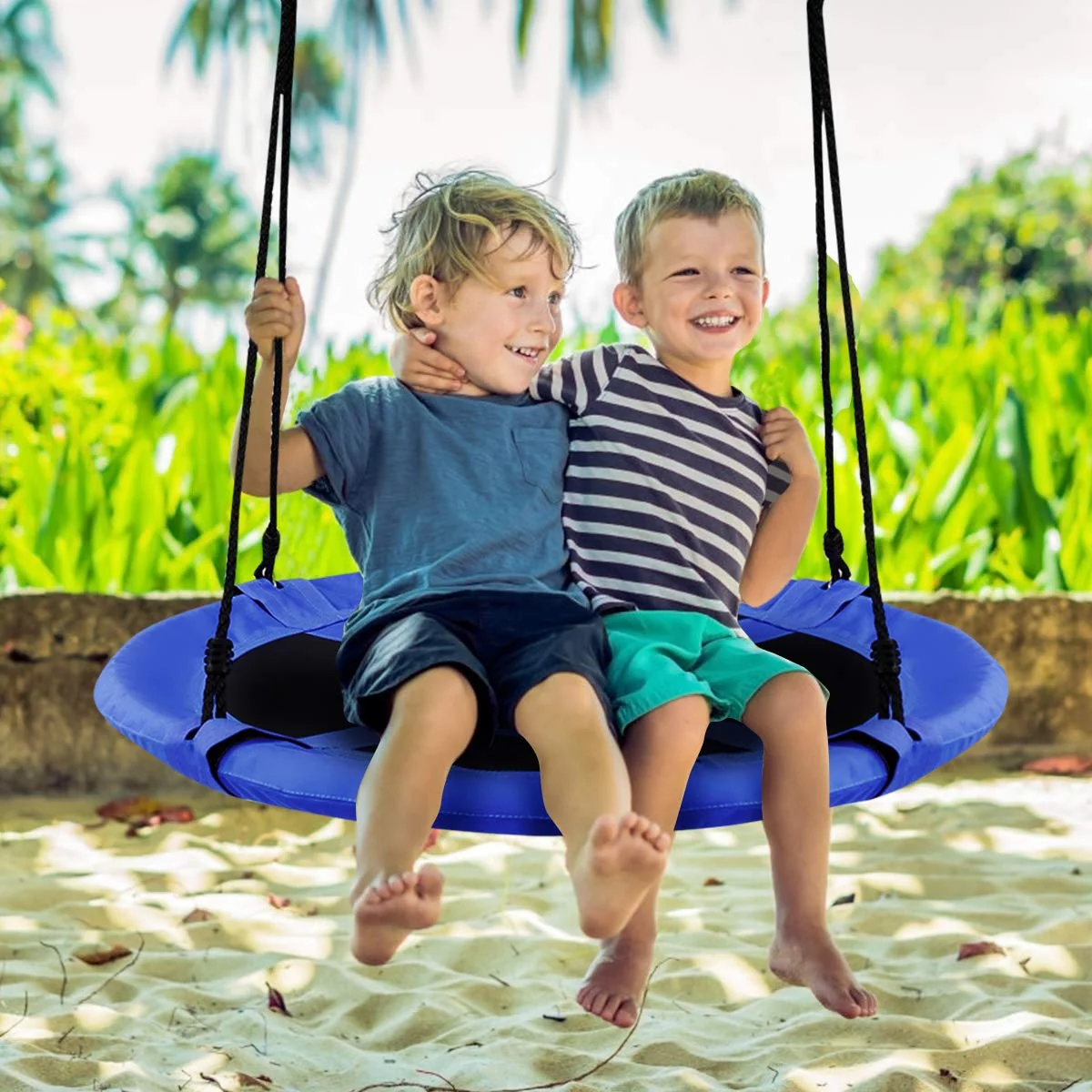 40 Inch Flying Saucer Tree Swing, Indoor Outdoor Play Set, Blue - Image 2