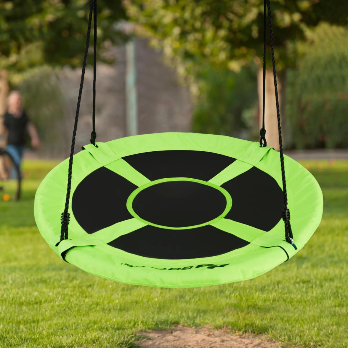 40 Inch Flying Saucer Tree Swing, Indoor Outdoor Play Set, Green - Image 3