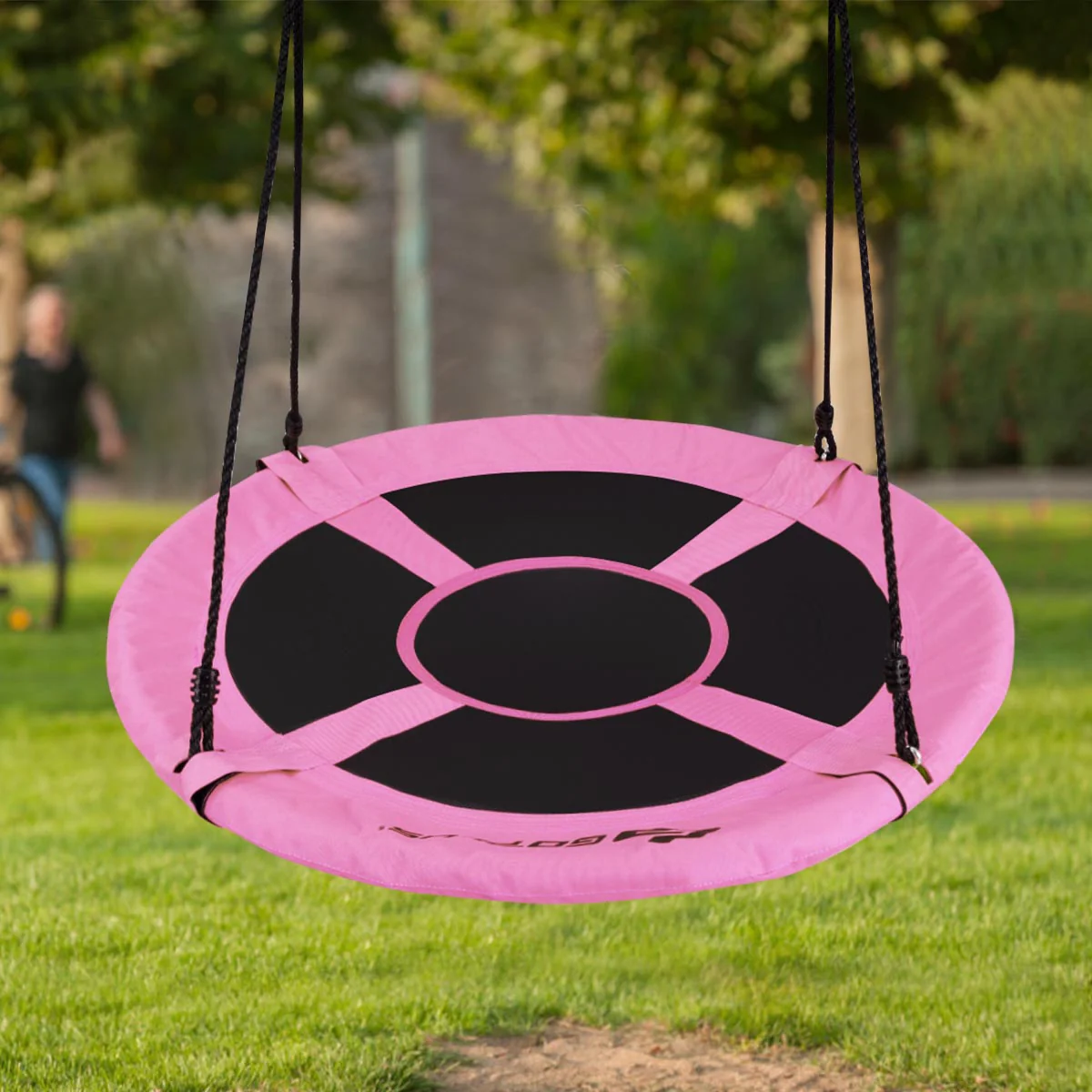 40 Inch Flying Saucer Tree Swing, Indoor Outdoor Play Set, Pink - Image 3