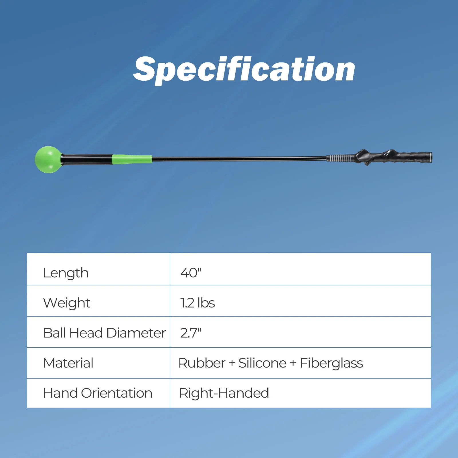 40 Inch Golf Swing Trainer Aid with Weighted Head for Grip Rhythm Balance, Green - Image 6