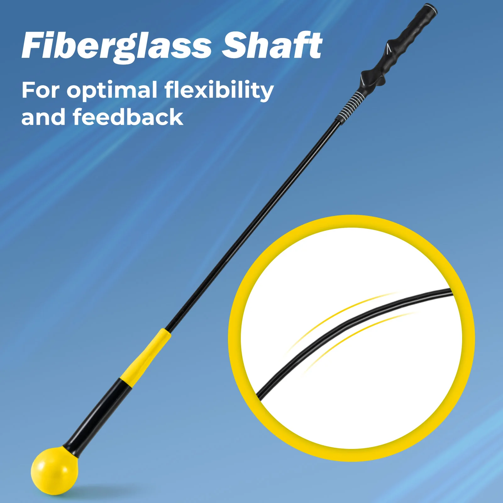 40 Inch Golf Swing Trainer Aid with Weighted Head for Grip Rhythm Balance, Yellow - Image 10