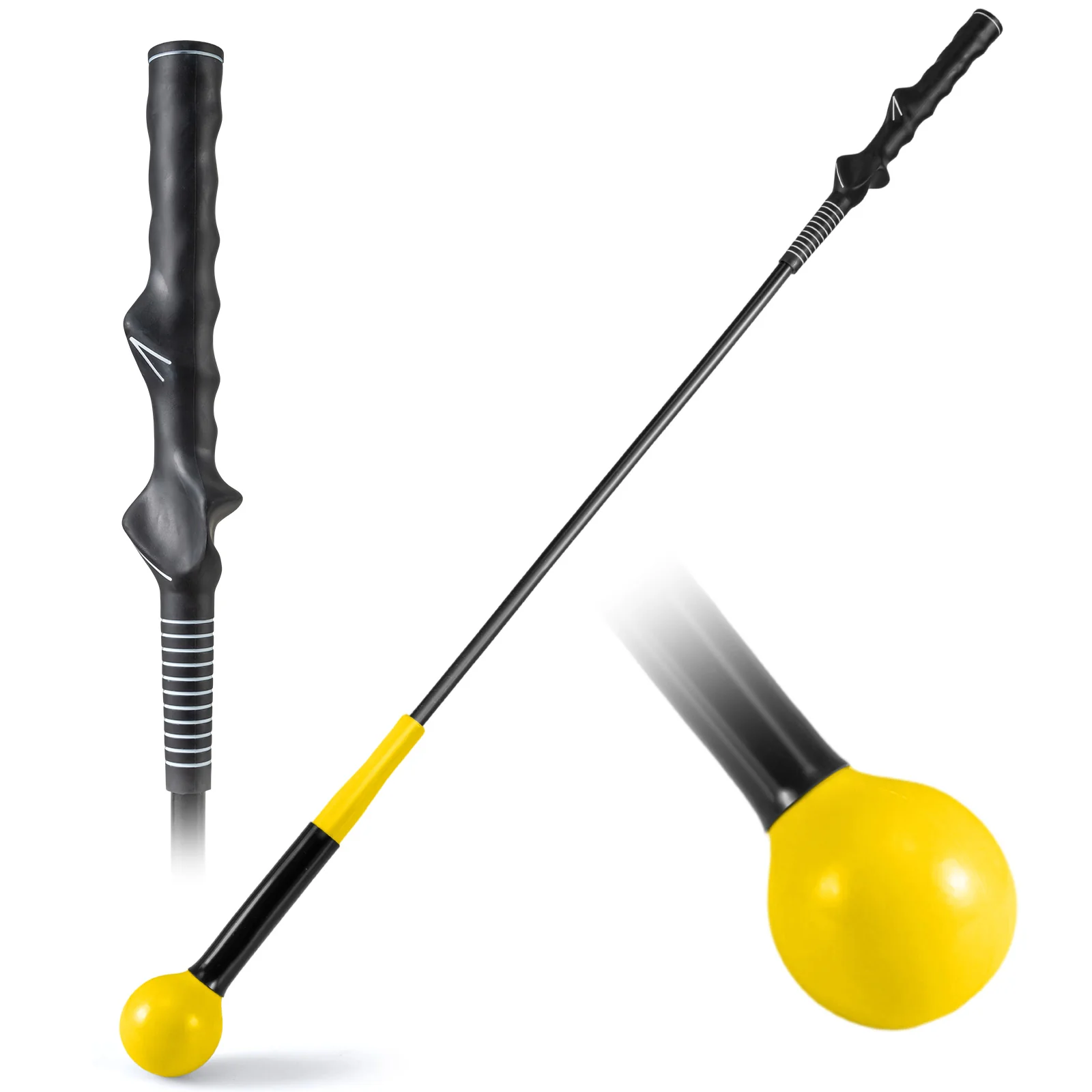 40 Inch Golf Swing Trainer Aid with Weighted Head for Grip Rhythm Balance, Yellow - Image 5