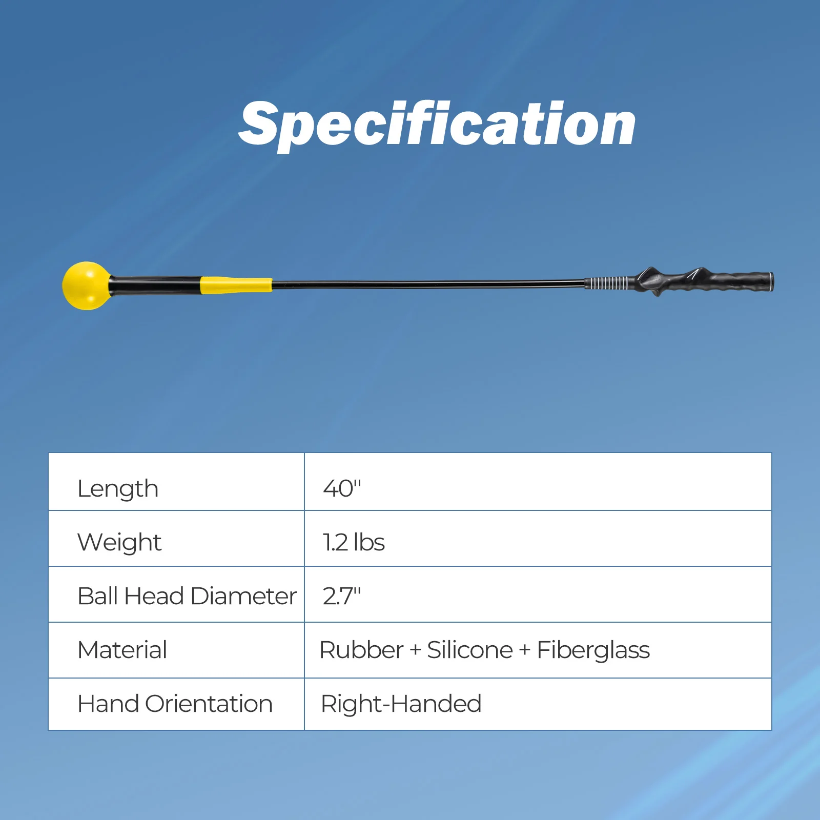 40 Inch Golf Swing Trainer Aid with Weighted Head for Grip Rhythm Balance, Yellow - Image 6