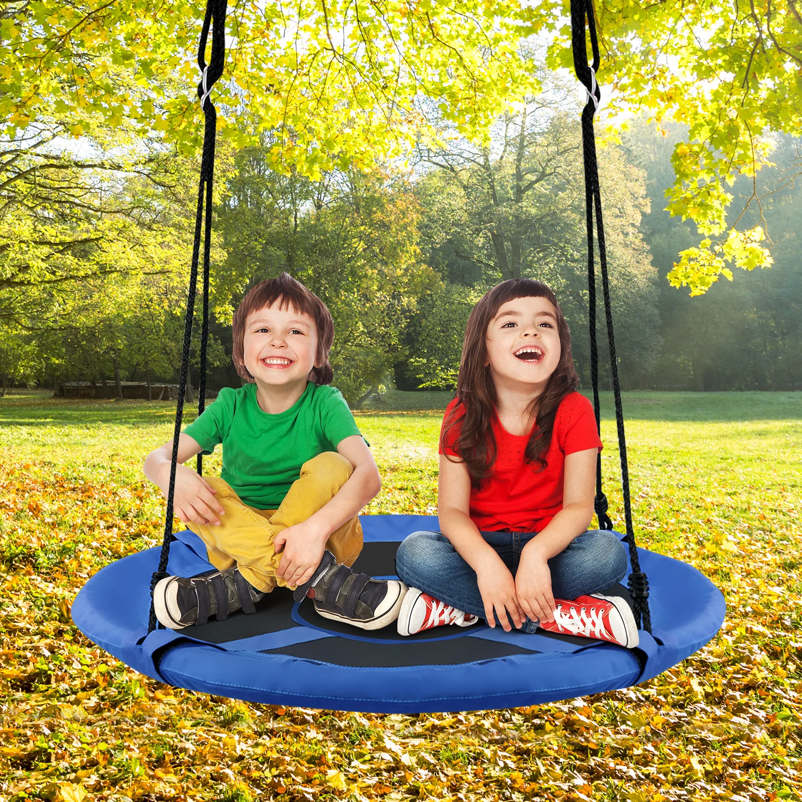 40 Inch Kids Hanging Chair, Detachable Swing Tent Set, Blue - Image 3