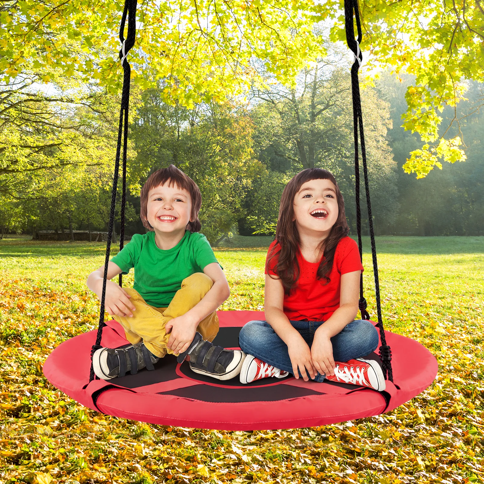 40 Inch Kids Hanging Chair Swing Tent Set, Orange - Image 2