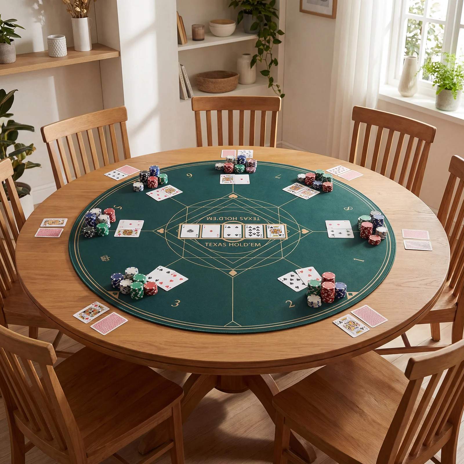 40 Inch Round Poker Mat, Portable Foldable Anti-Slip, Green - Image 3