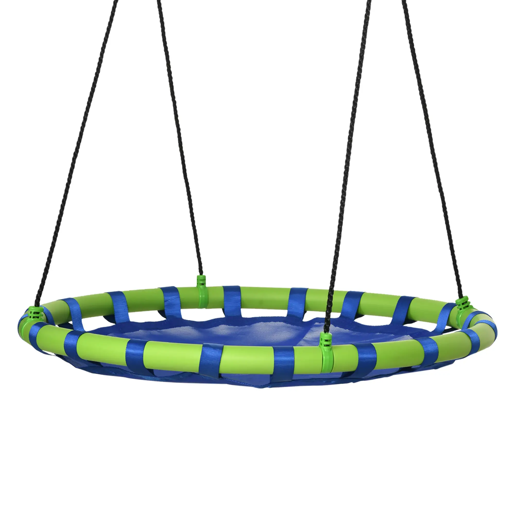 40 Inch Saucer Tree Swing, Adjustable Ropes, Steel Frame, 330lbs Capacity, Blue