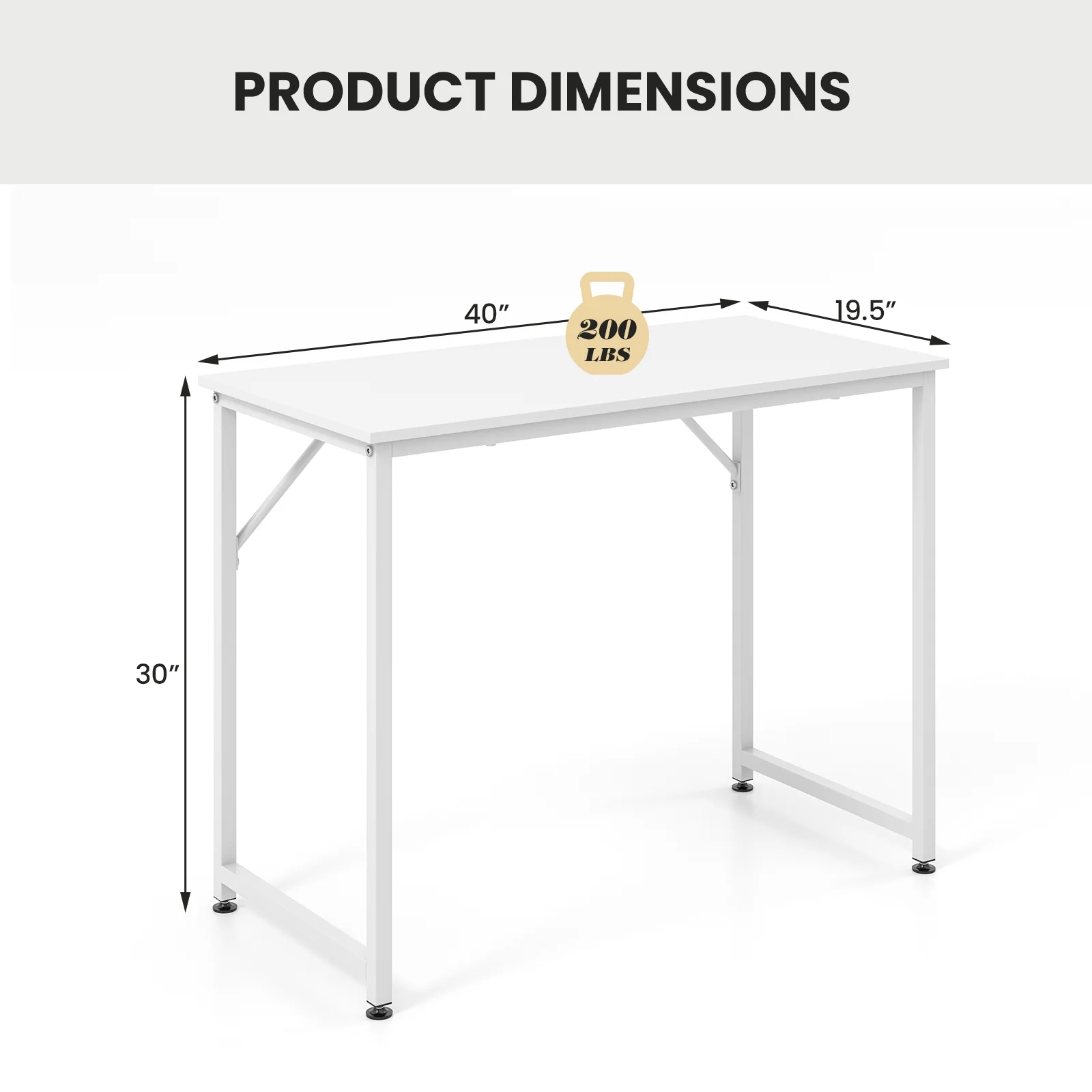 40 Inch Small Computer Desk, Heavy-Duty Metal Frame, White - Image 6