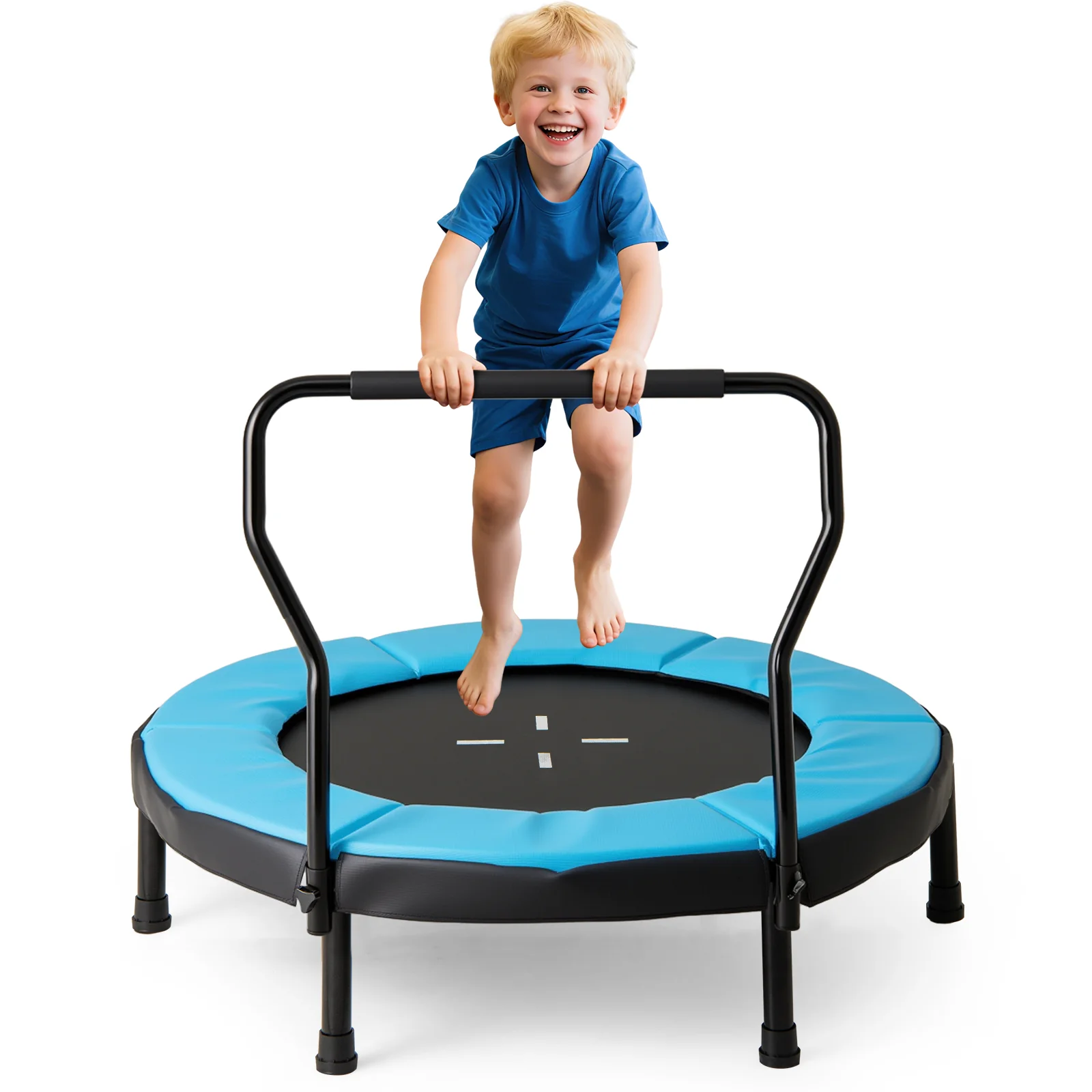 40 Inch Trampoline For Kids, Indoor Outdoor Fitness, Blue - Image 3