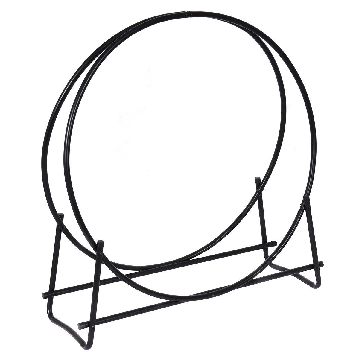 40-Inch Tubular Steel Firewood Storage Rack, Black - Image 4