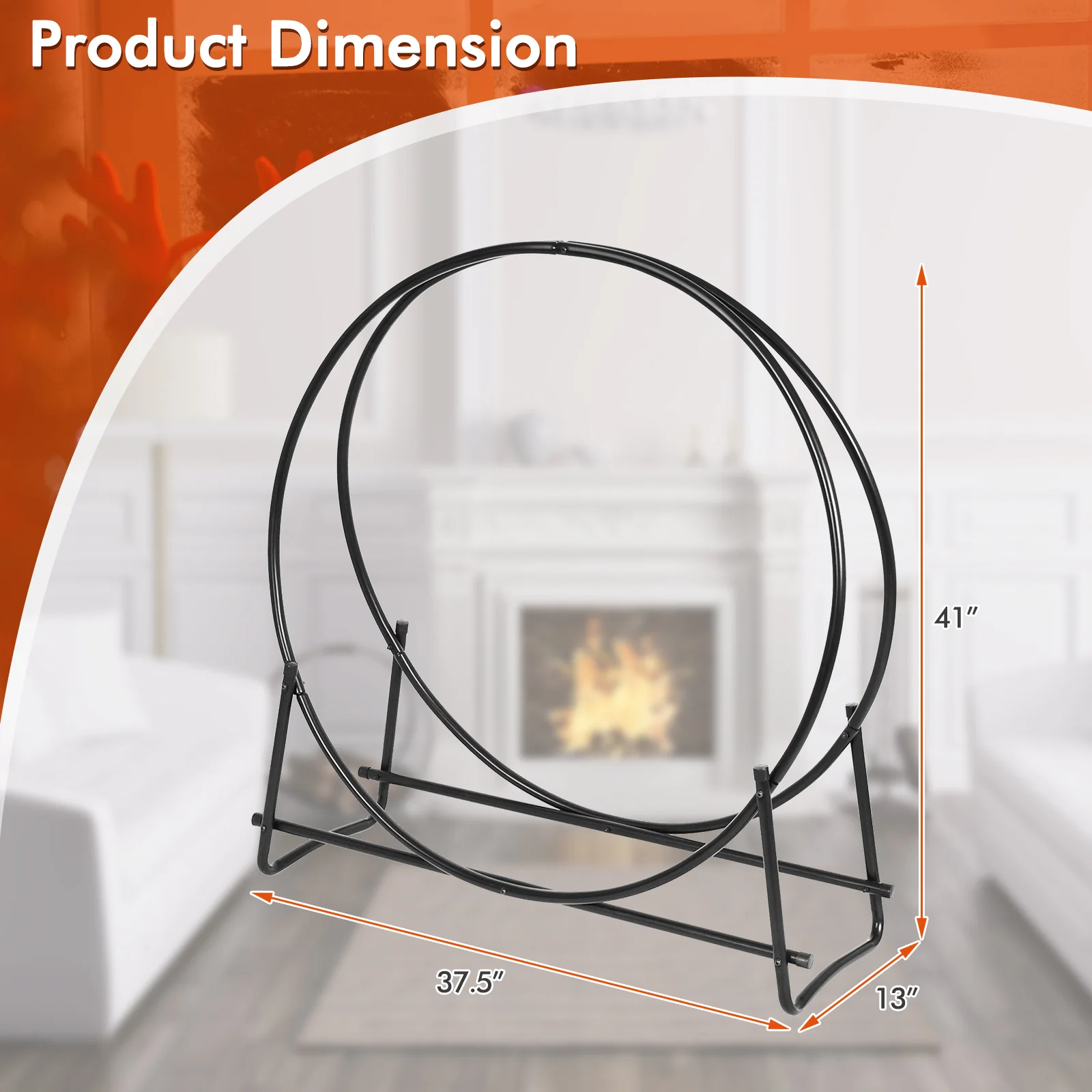 40-Inch Tubular Steel Firewood Storage Rack, Black - Image 6