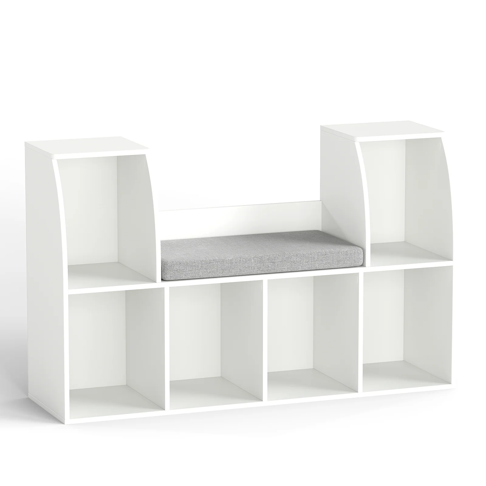40 Inches Kids Bookshelf with Reading Nook Bookcase with 6 Open Cubes, White