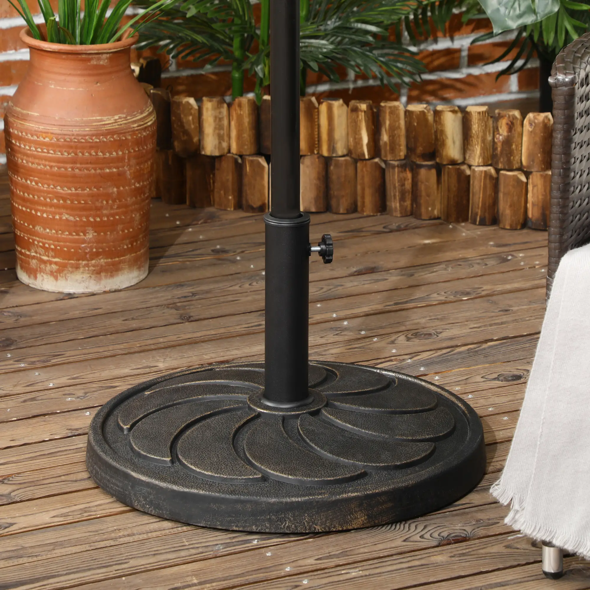 40 lb Heavy Duty Patio Umbrella Base, 21" Round, Bronze - Image 2