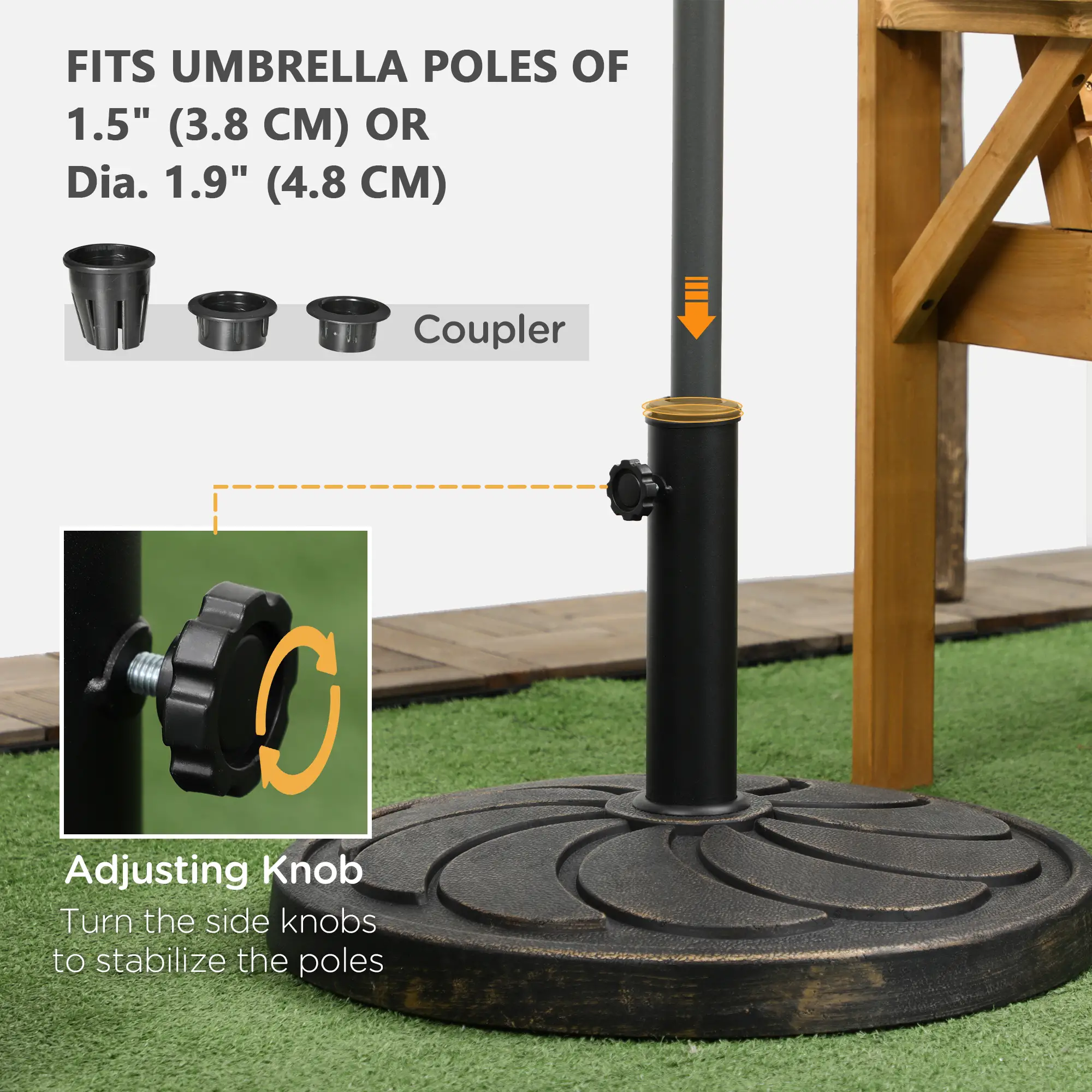 40 lb Heavy Duty Patio Umbrella Base, 21" Round, Bronze - Image 4