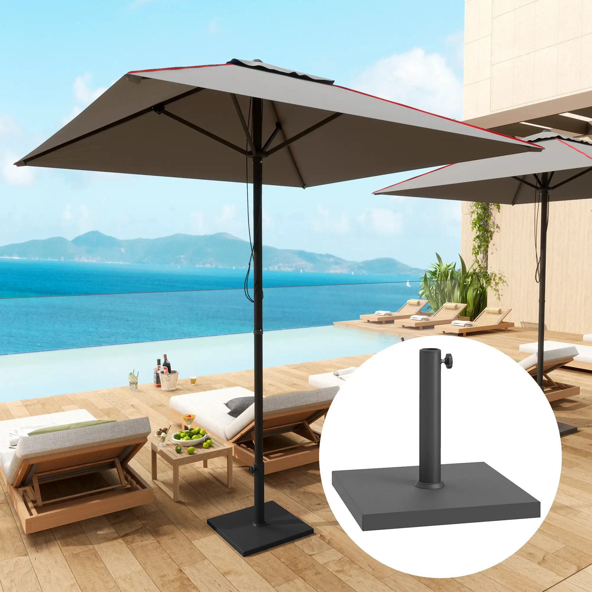 40 Lbs Concrete Umbrella Base, 1.5"/1.9", Black - Image 2