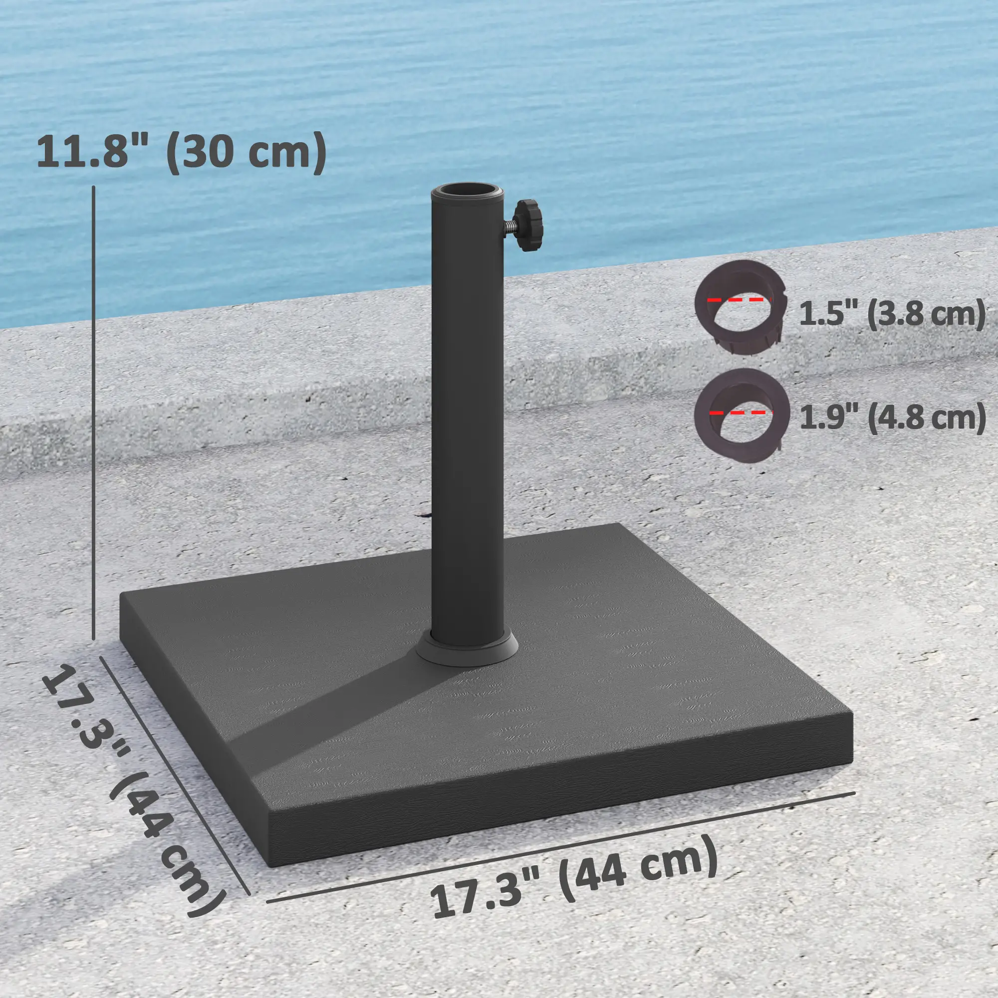 40 Lbs Concrete Umbrella Base, 1.5"/1.9", Black - Image 3