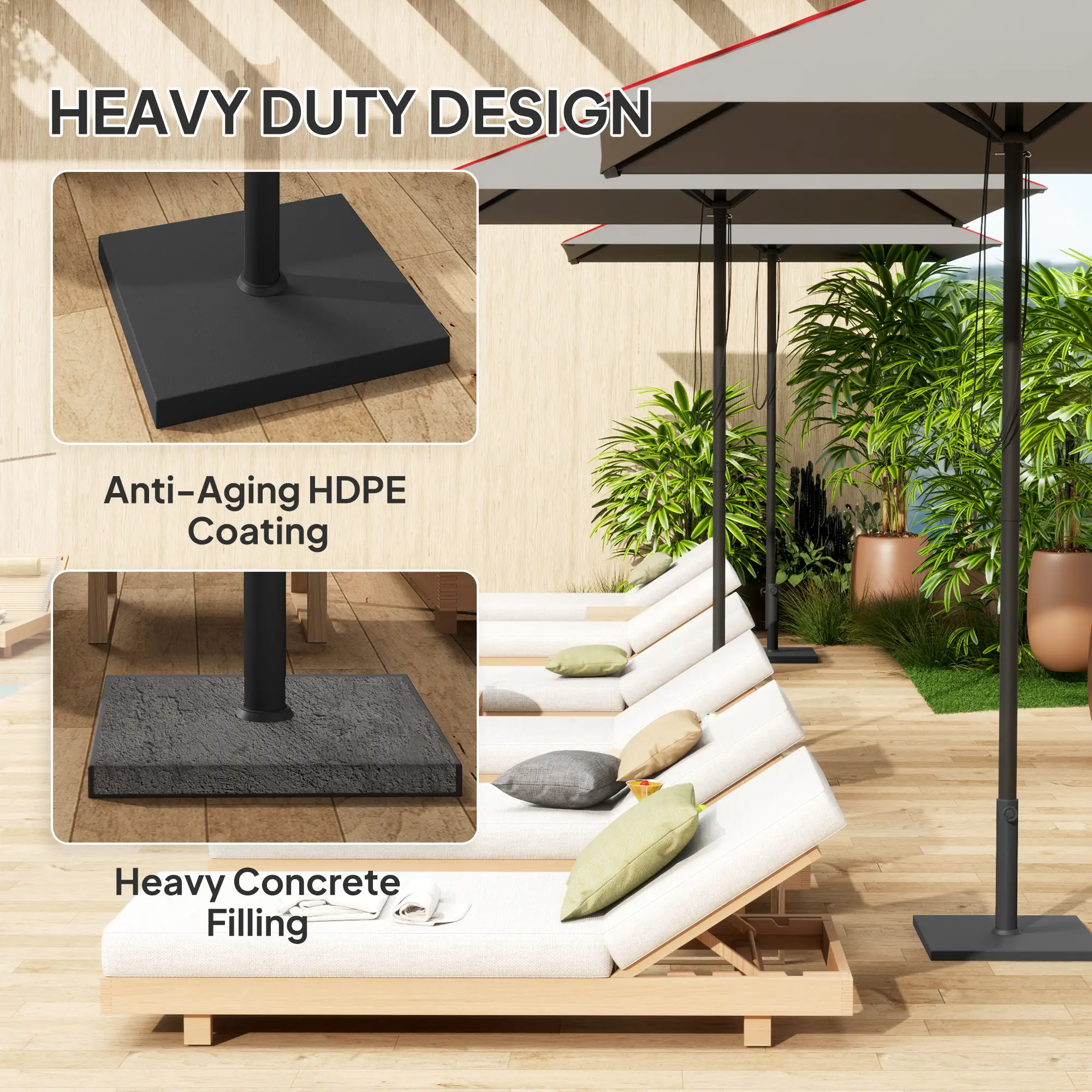 40 Lbs Concrete Umbrella Base, 1.5"/1.9", Black - Image 5