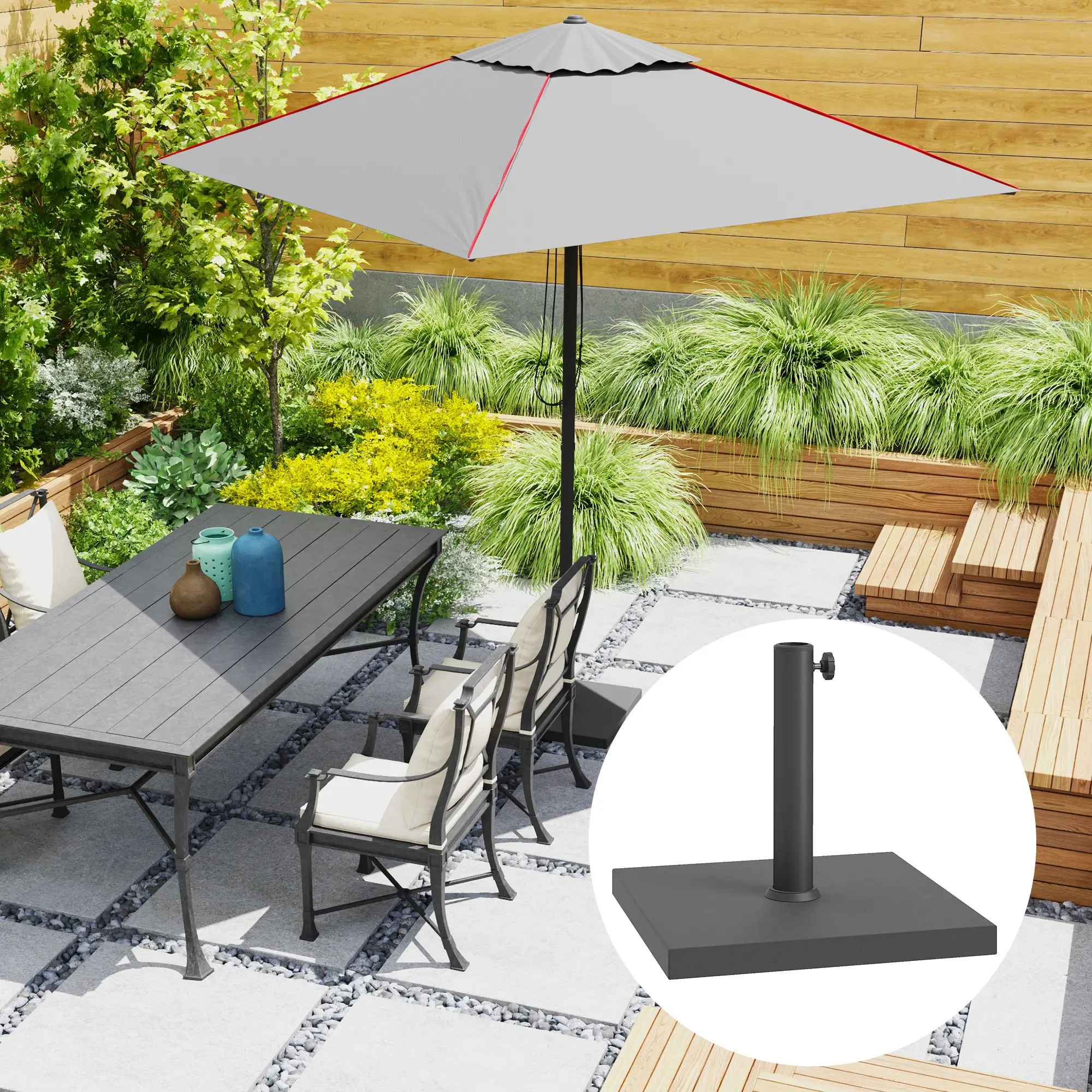 40 Lbs Concrete Umbrella Base, 1.5"/1.9", Black - Image 8