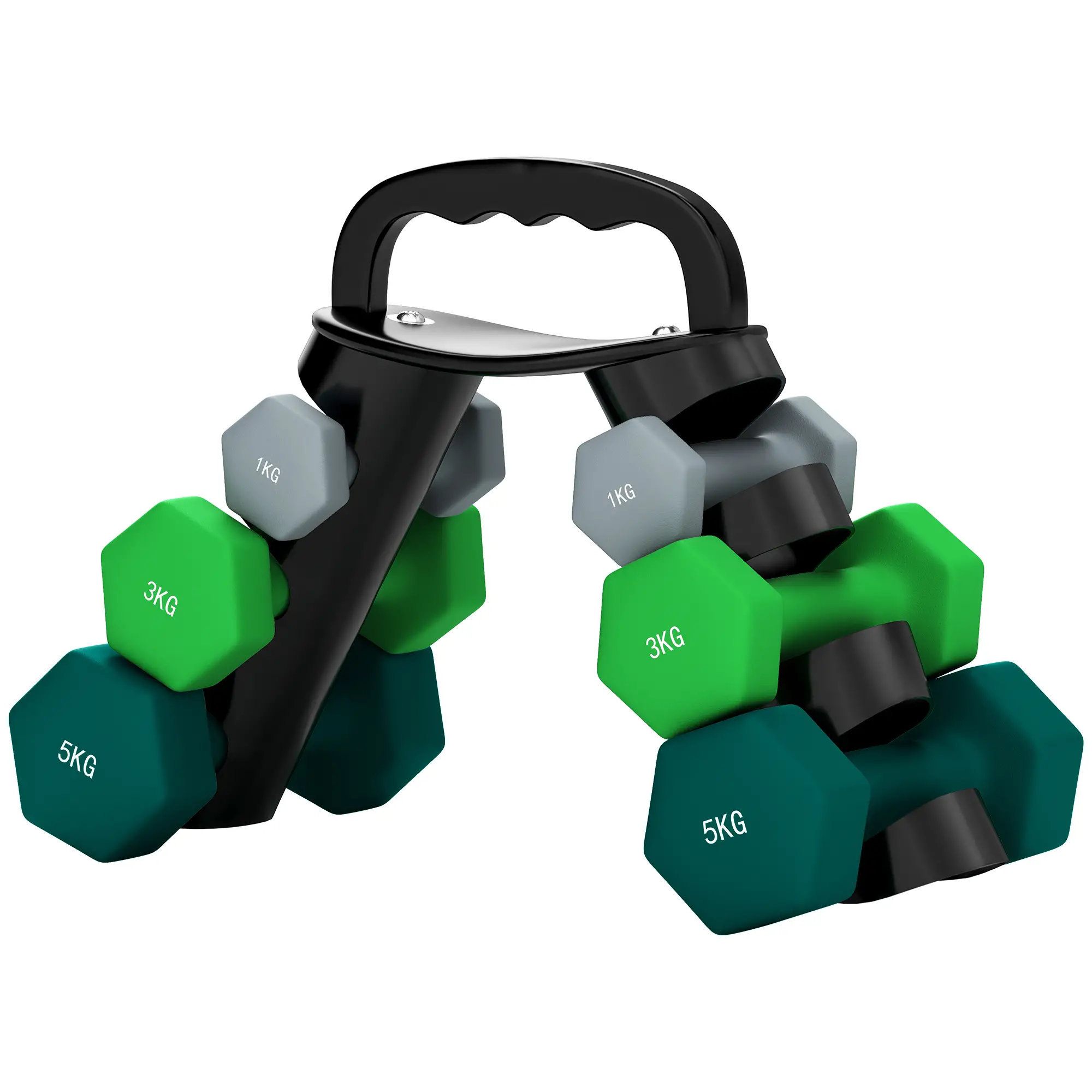 40 LBS Hex Dumbbell Set, Adjustable, Home Gym, Green