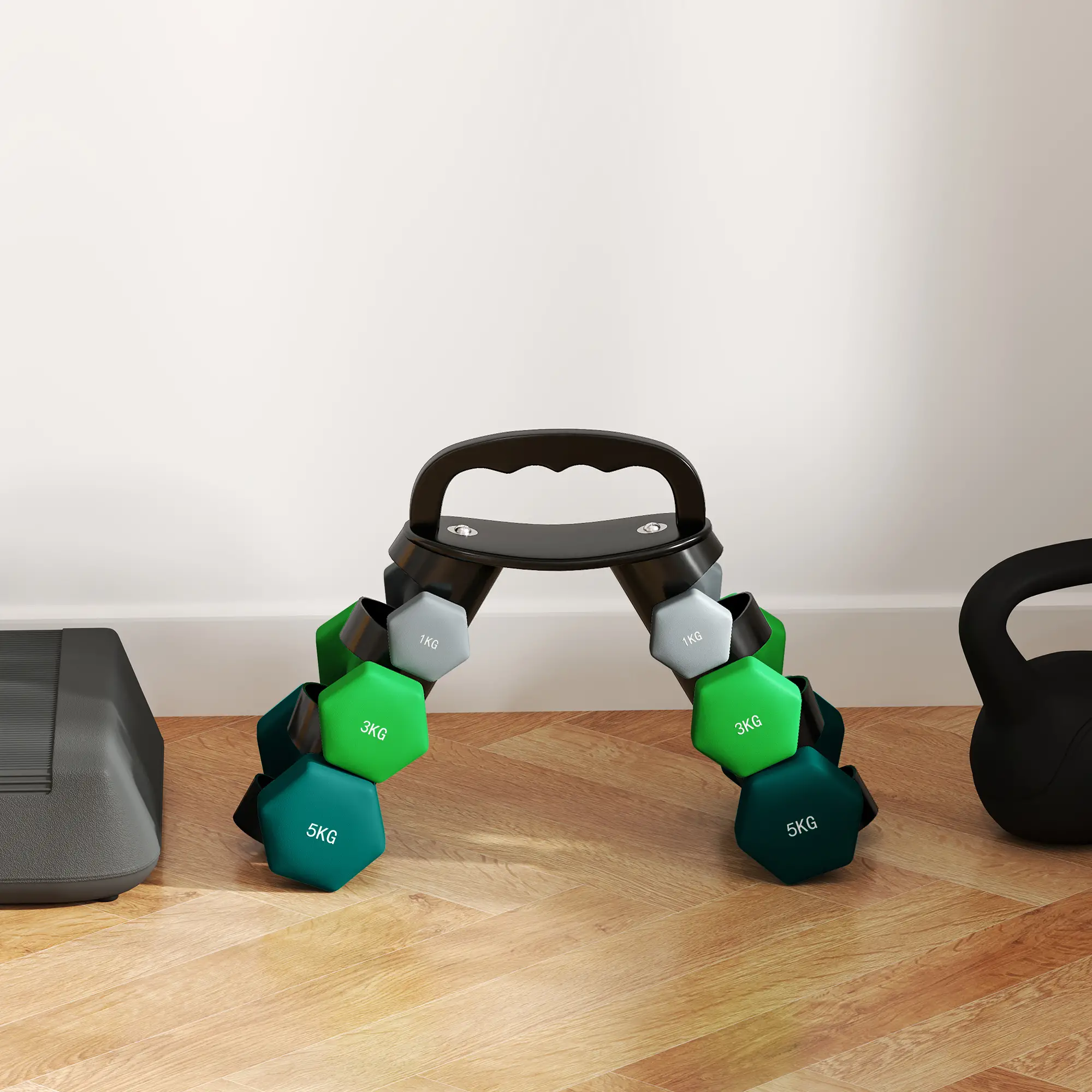 40 LBS Hex Dumbbell Set, Adjustable, Home Gym, Green - Image 10