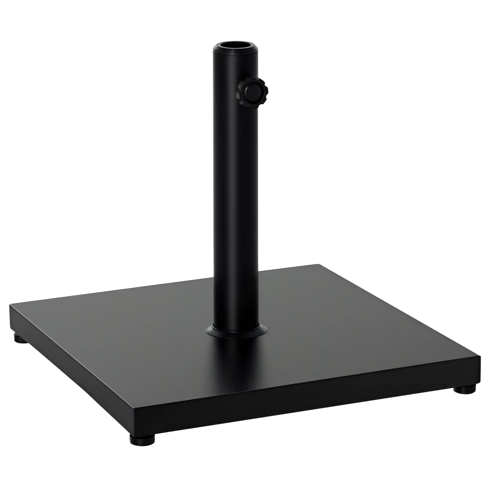 40 lbs Steel Square Parasol Stand Base, Adjustable Knob, Black