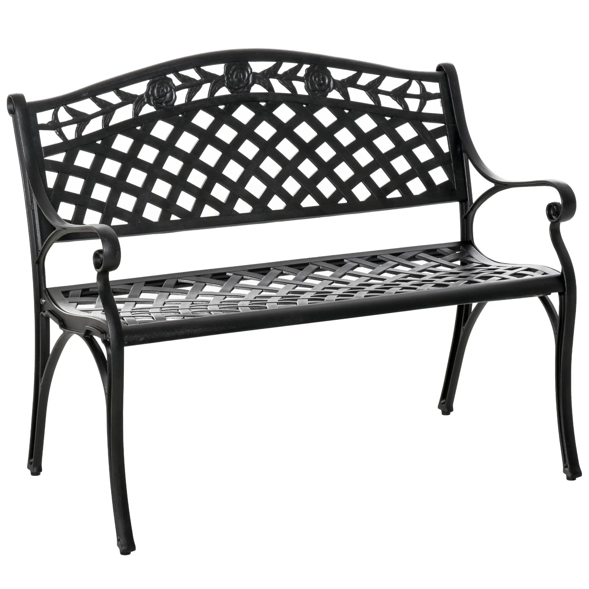 40" Outdoor Garden Bench, Aluminum Frame, Floral Pattern, 485 LBS - Image 11