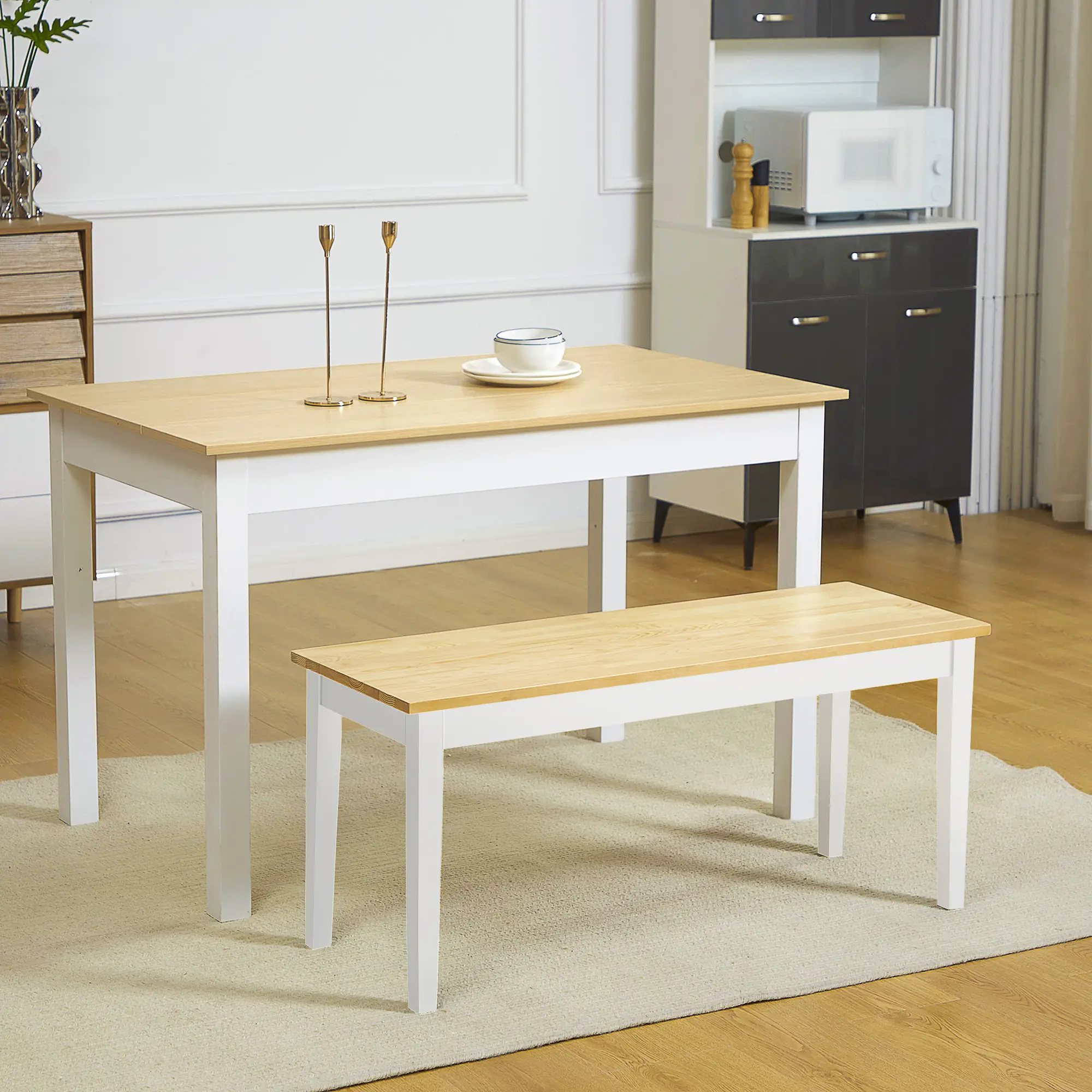 40" Wood Dining Bench, 2 Person, Natural - Image 11