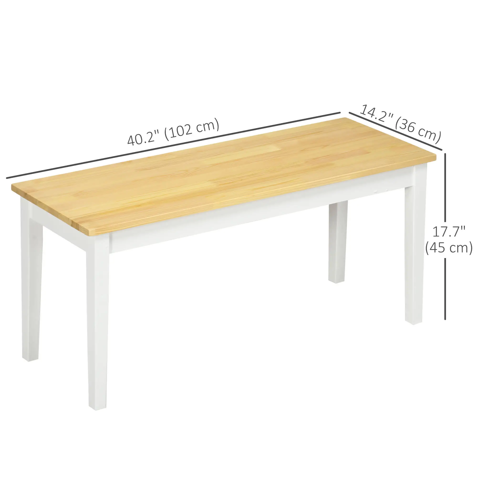 40" Wood Dining Bench, 2 Person, Natural - Image 3