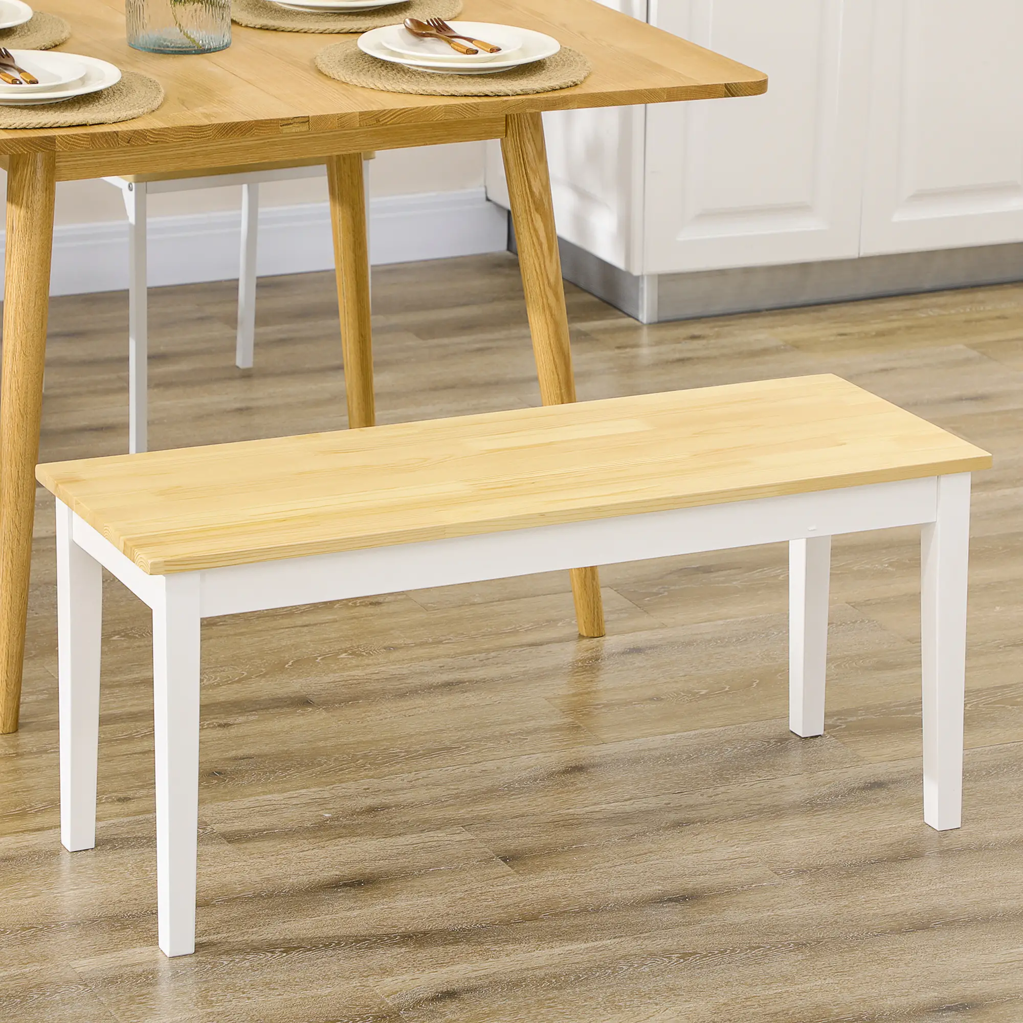 40" Wood Dining Bench, 2 Person, Natural - Image 8