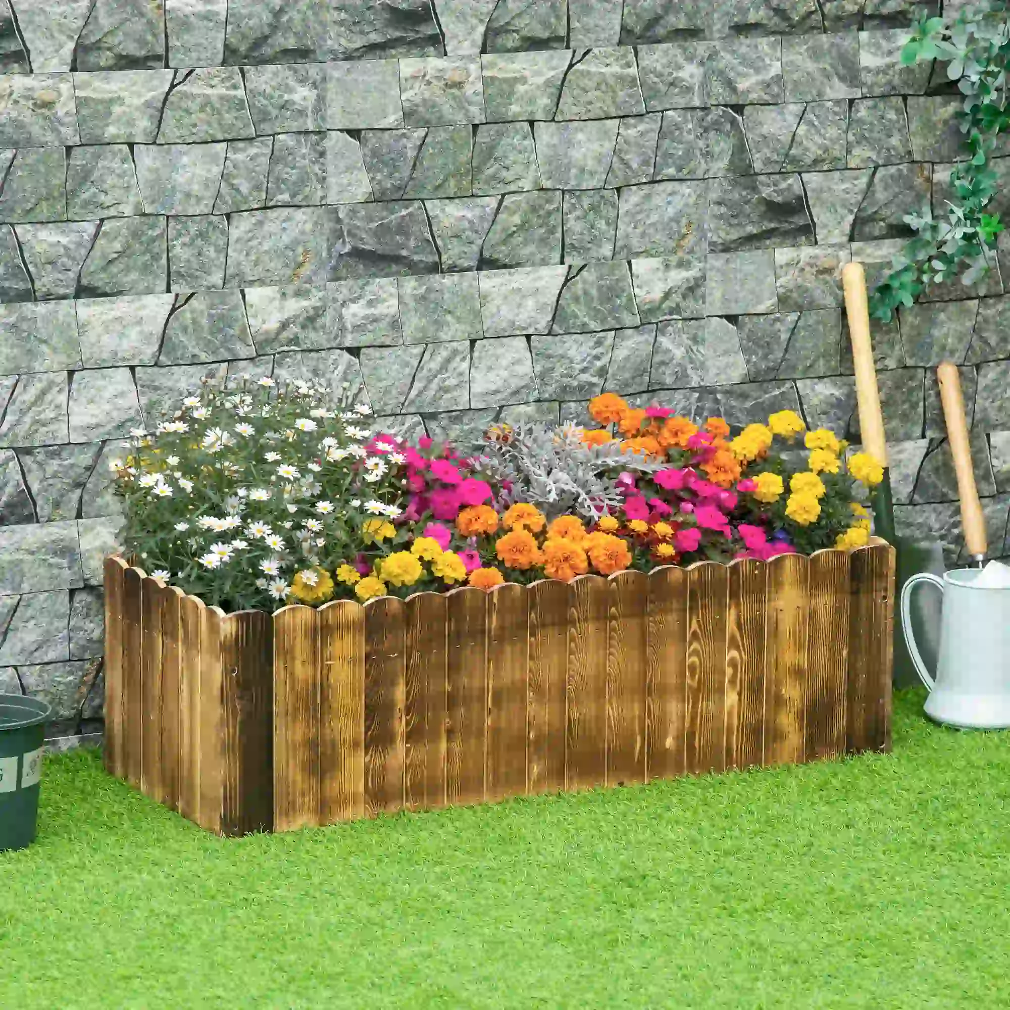 40" x 16" x 12" Wooden Raised Garden Bed, Planter Box with Drainage Holes, Natural - Image 2
