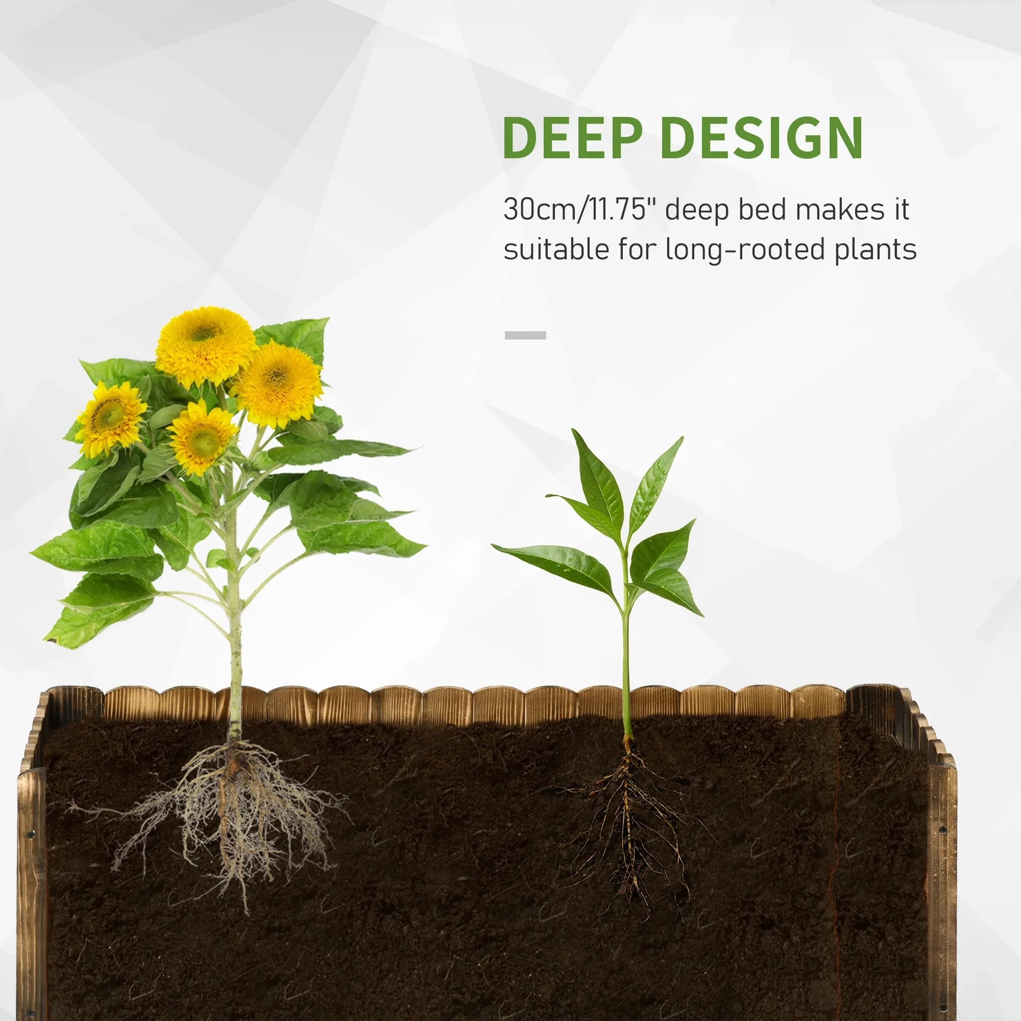 40" x 16" x 12" Wooden Raised Garden Bed, Planter Box with Drainage Holes, Natural - Image 6