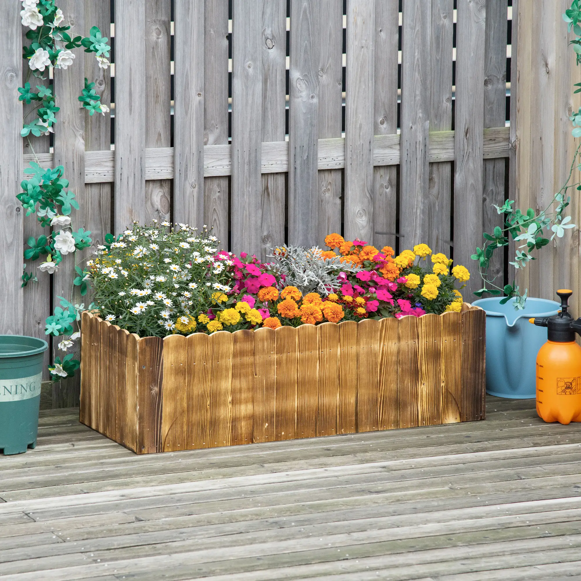 40" x 16" x 12" Wooden Raised Garden Bed, Planter Box with Drainage Holes, Natural - Image 8